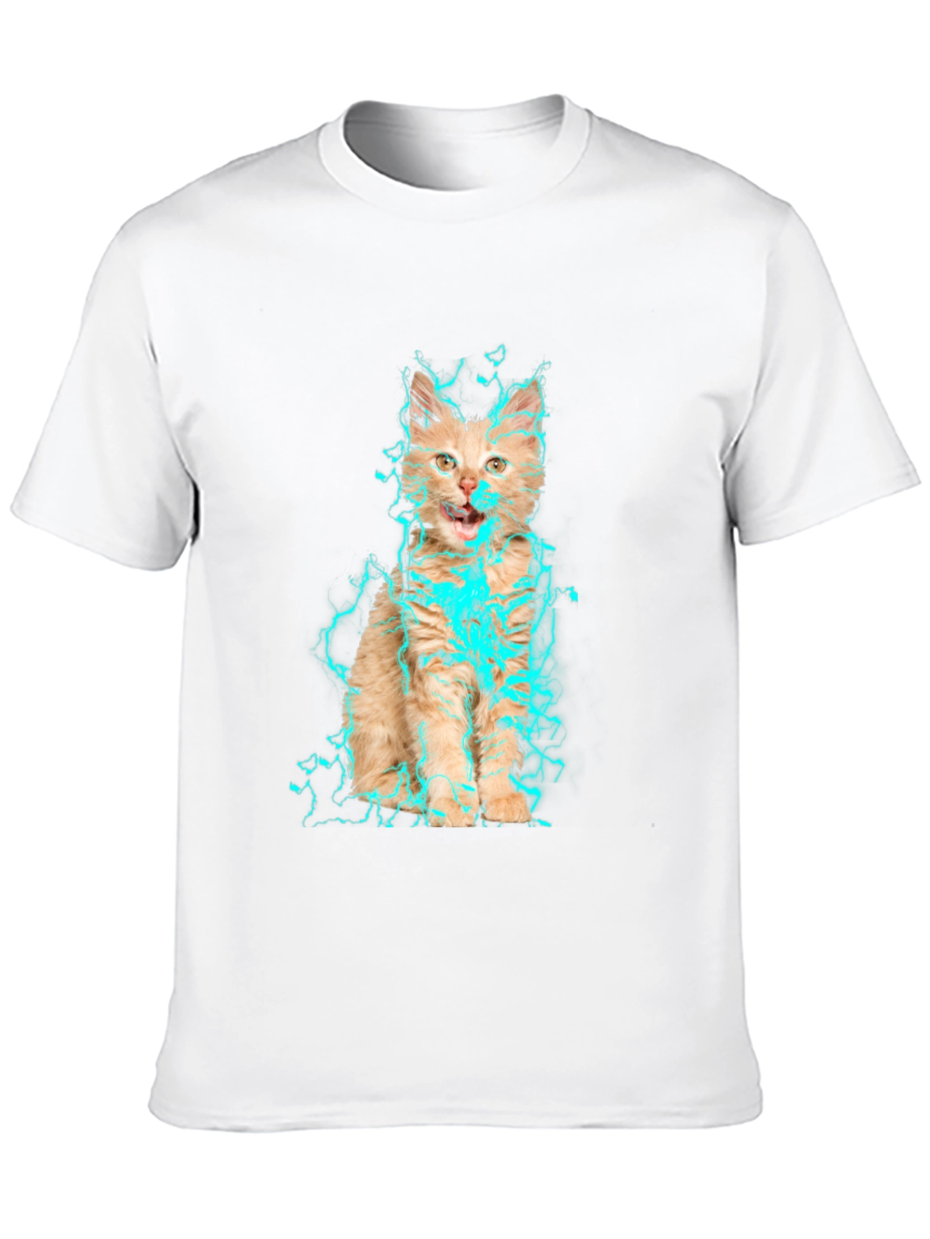 Electric Cat Graphic T-Shirt - Black Cotton Tee