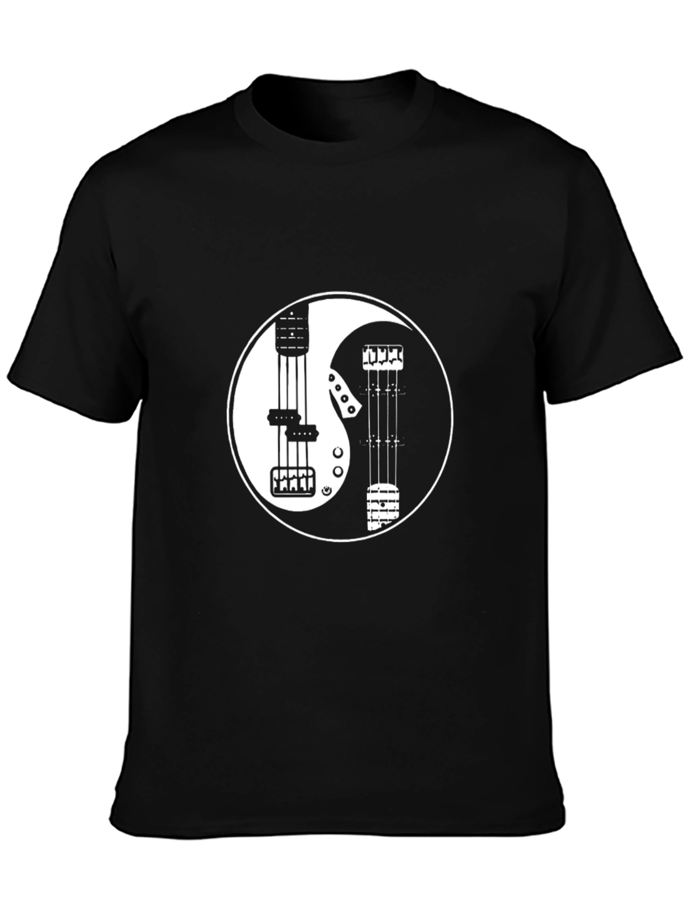 Yin Yang Guitar T-Shirt - Black Cotton Blend