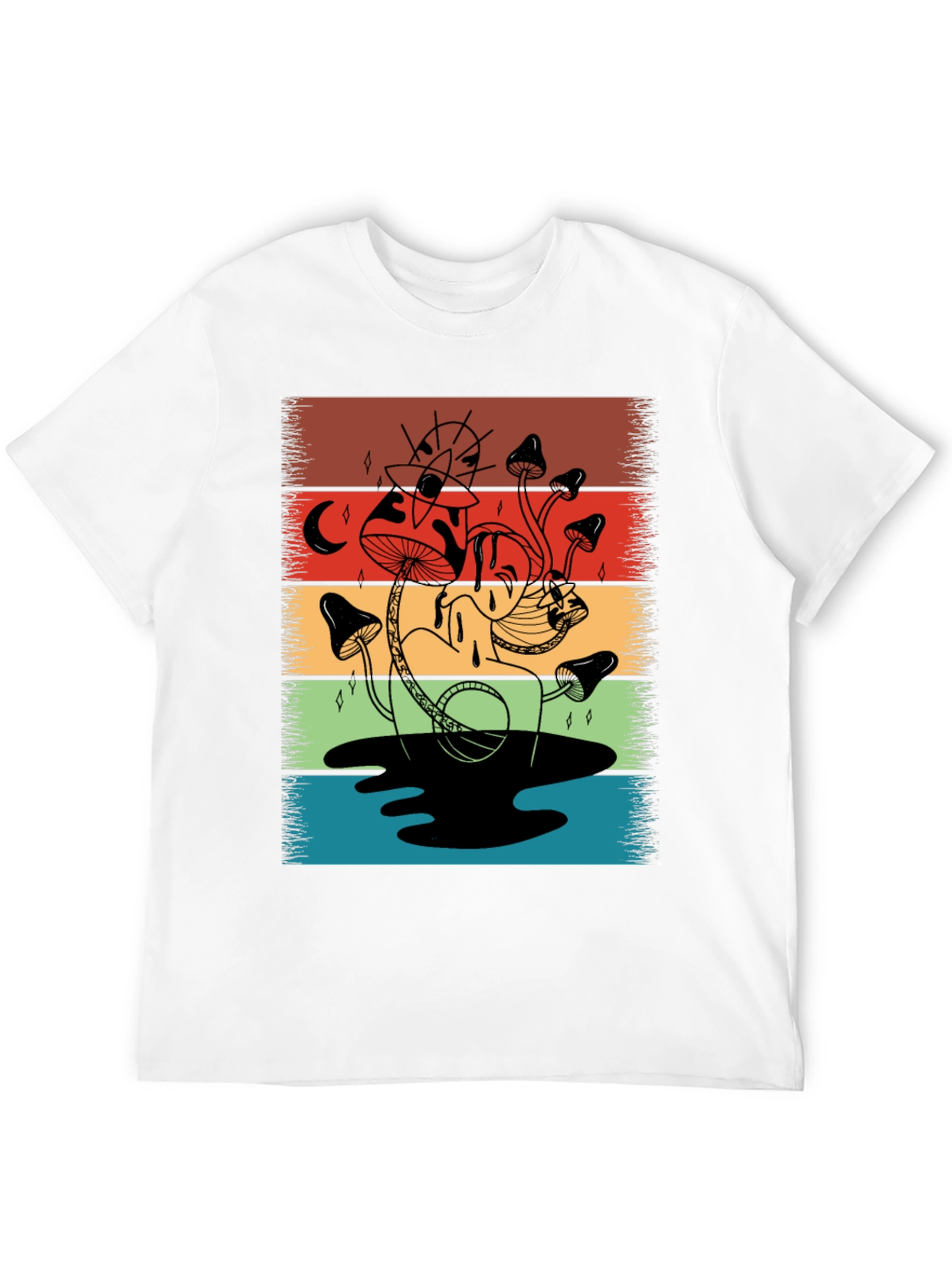 Retro Mushroom Graphic T-Shirt - Psychedelic Style