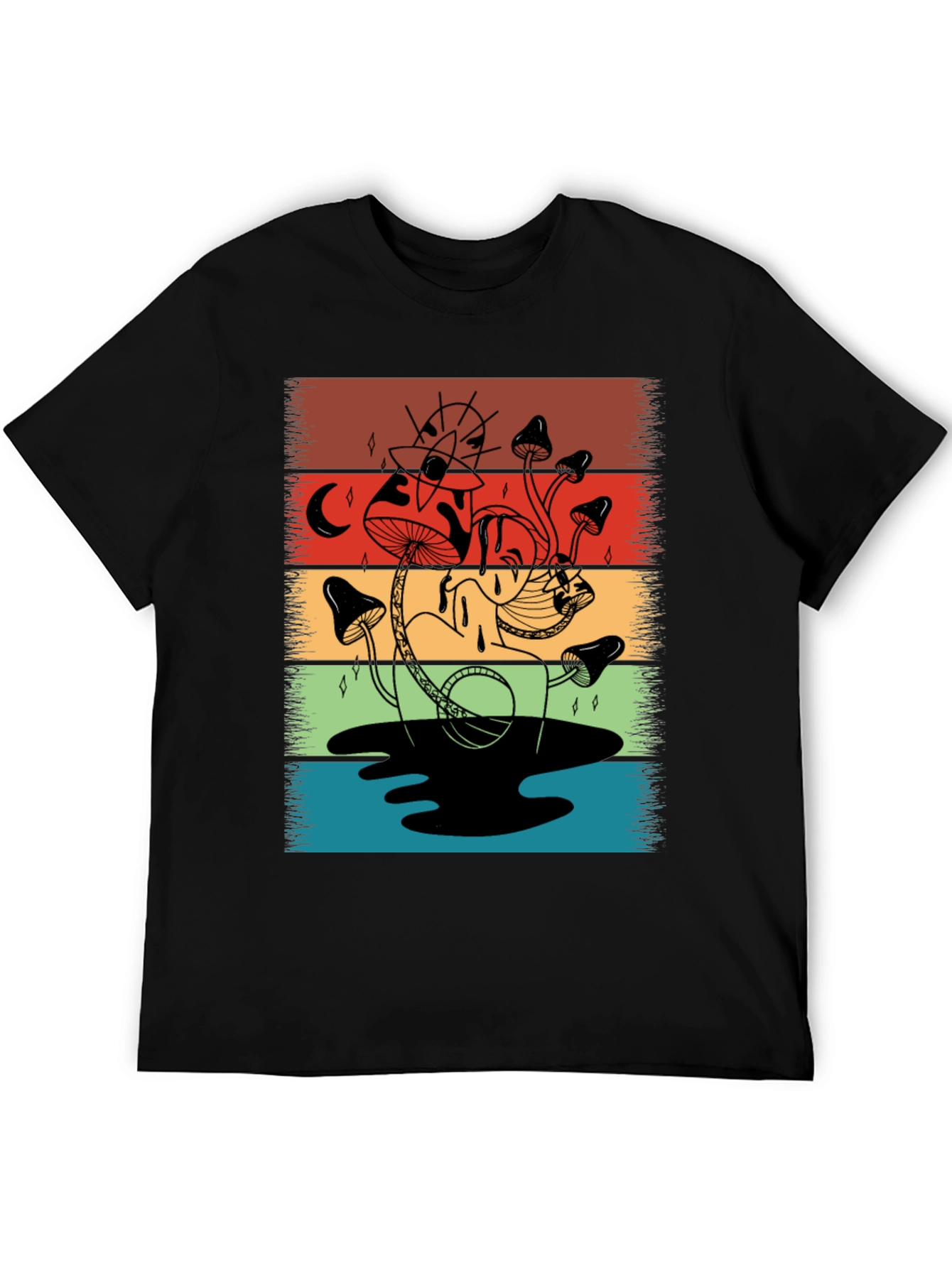 Retro Mushroom Graphic T-Shirt - Psychedelic Style