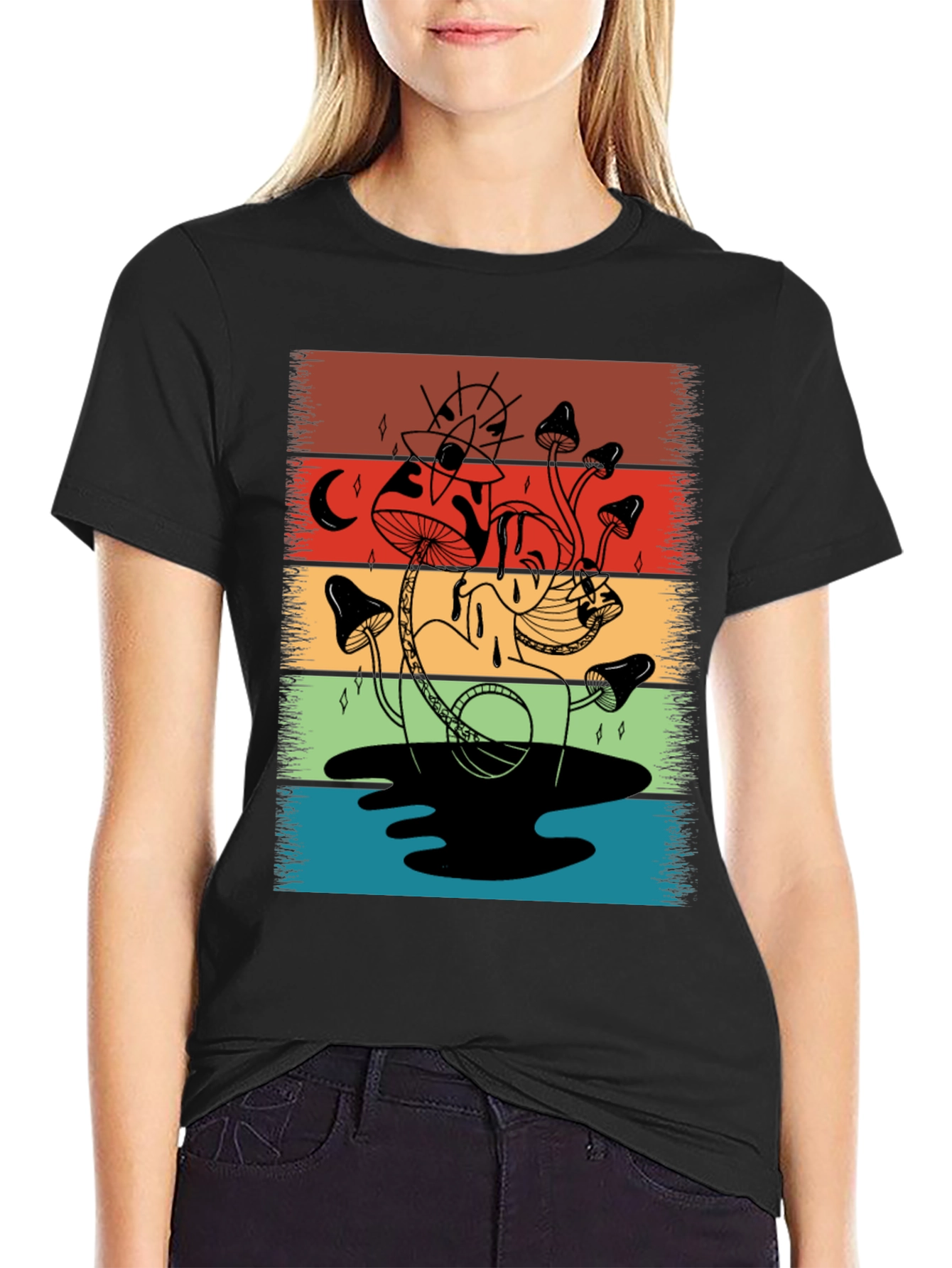 Retro Mushroom Graphic T-Shirt - Psychedelic Style