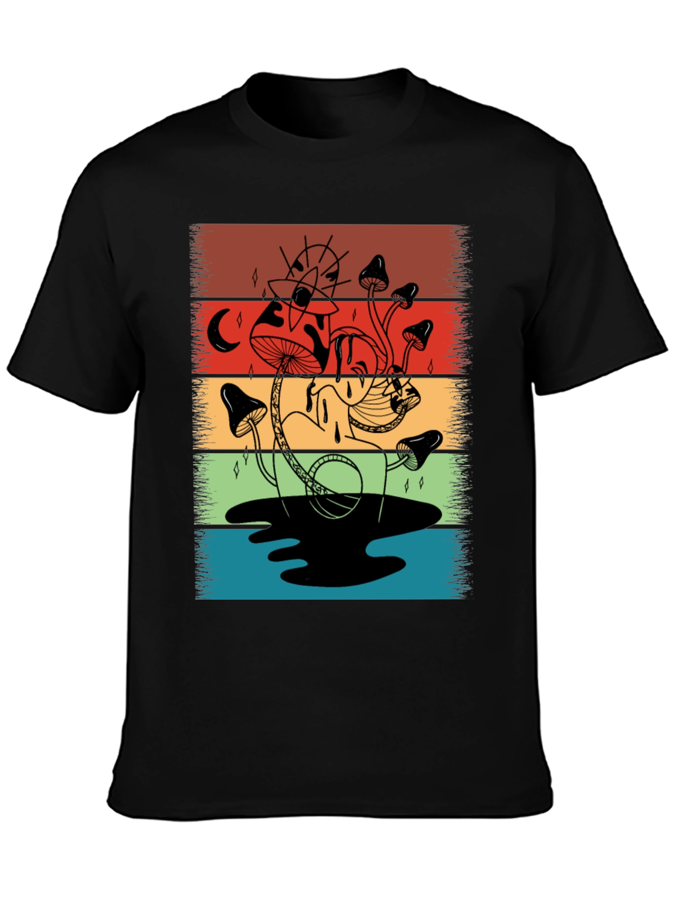 Retro Mushroom Graphic T-Shirt - Psychedelic Style