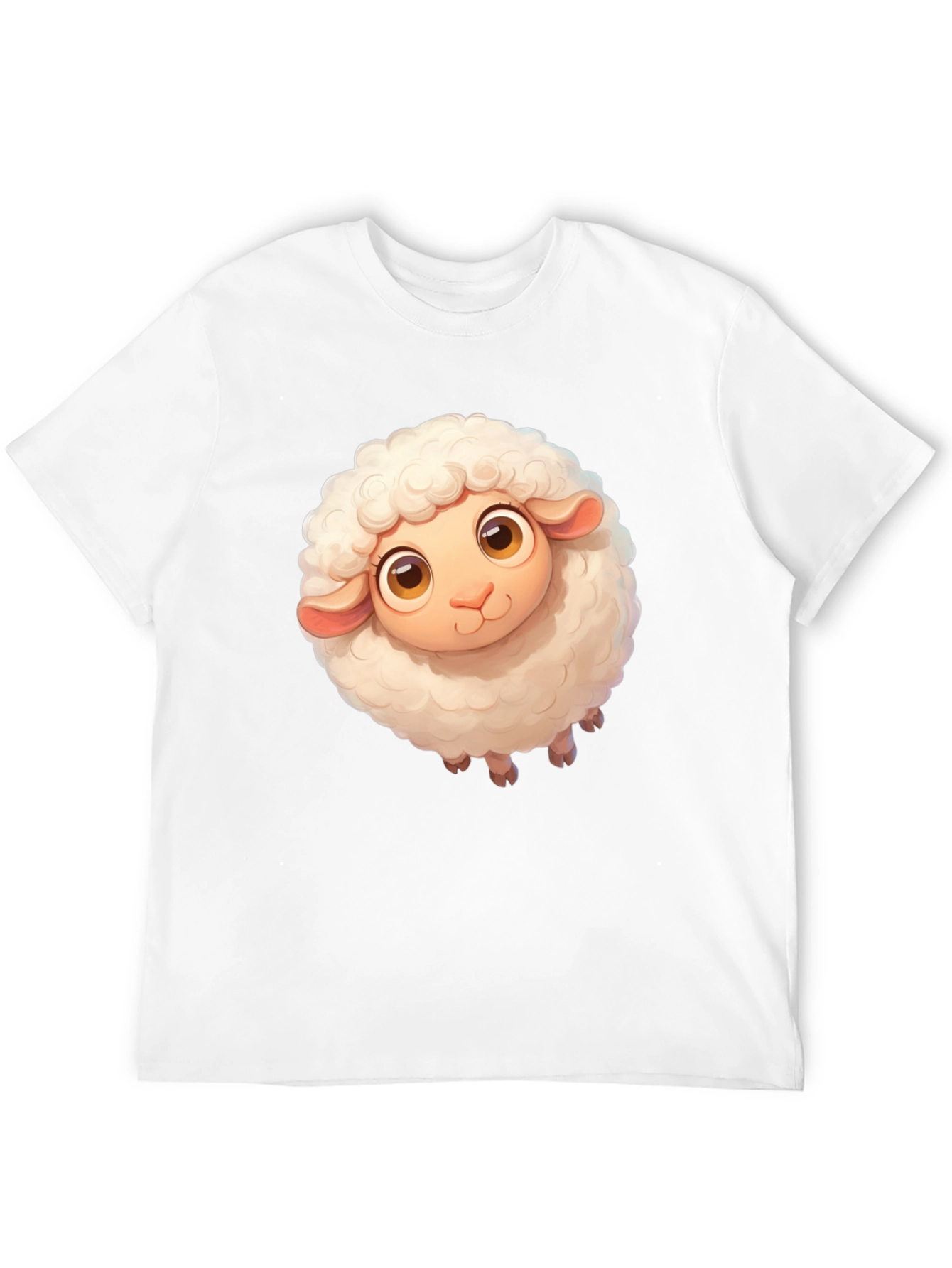 Cute Sheep Graphic Tee - Black Cotton Blend