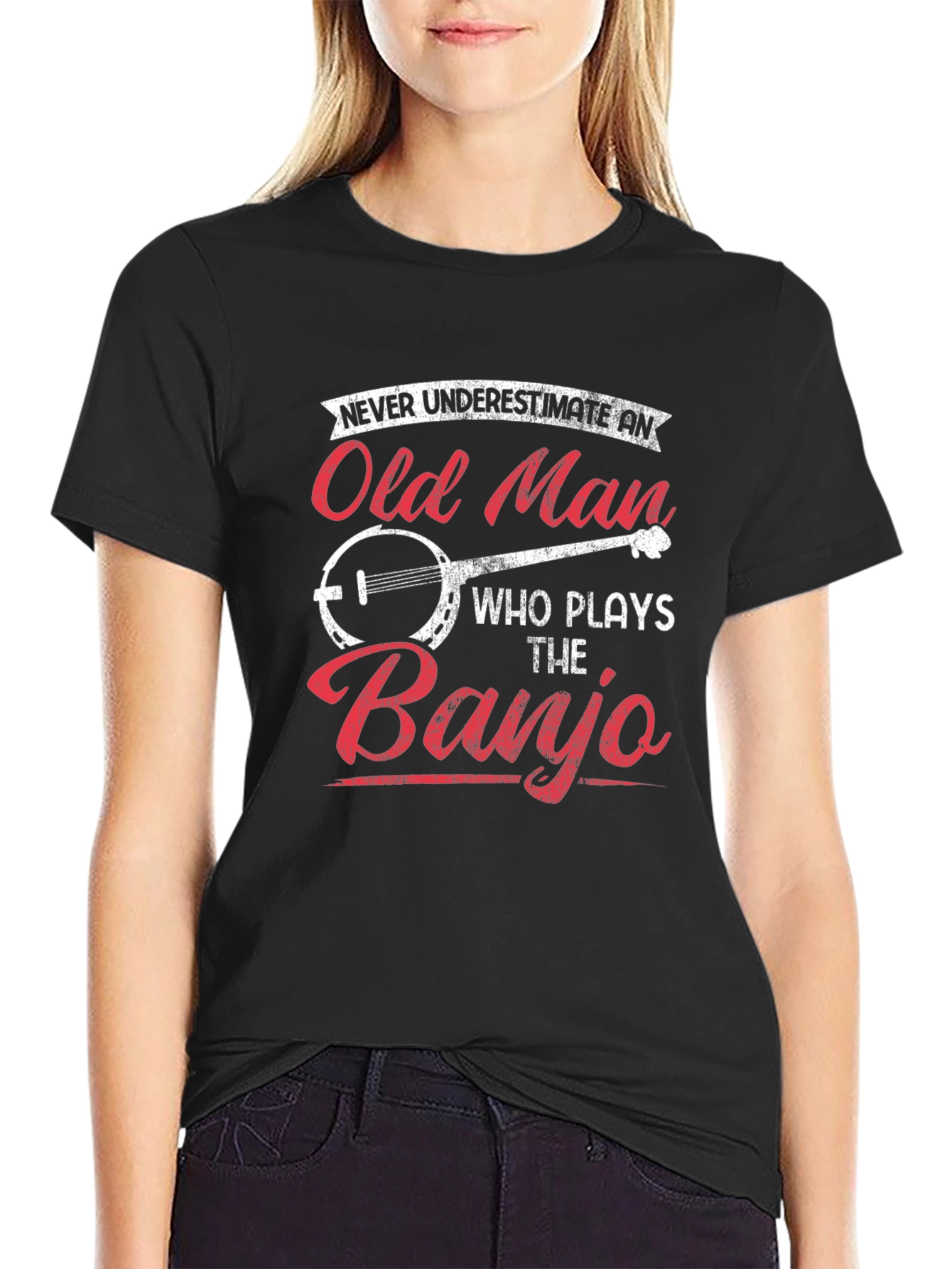 Old Man Banjo T-Shirt - Musician Novelty Tee