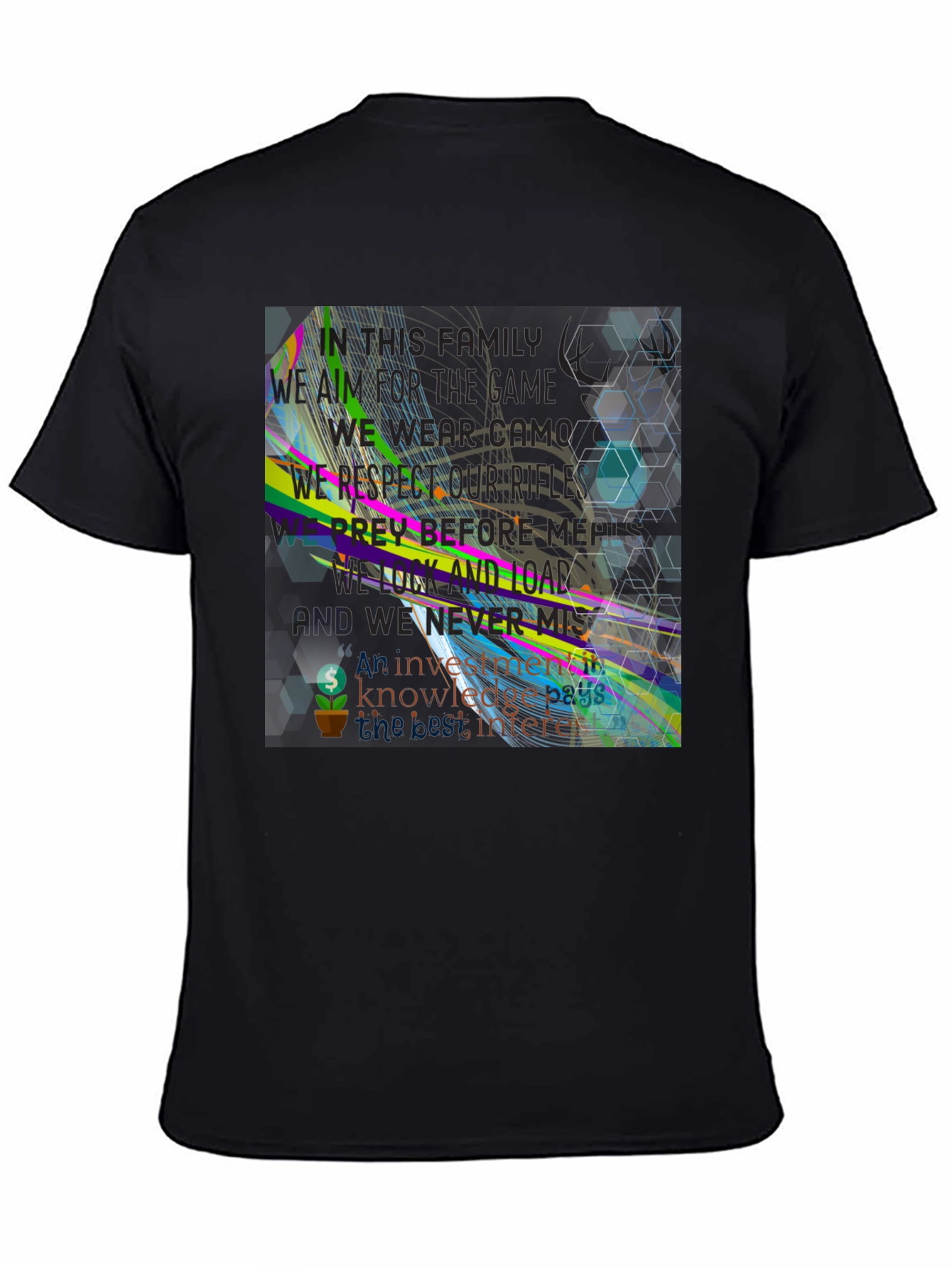 Abstract Geometric Graphic Print Black T-Shirt