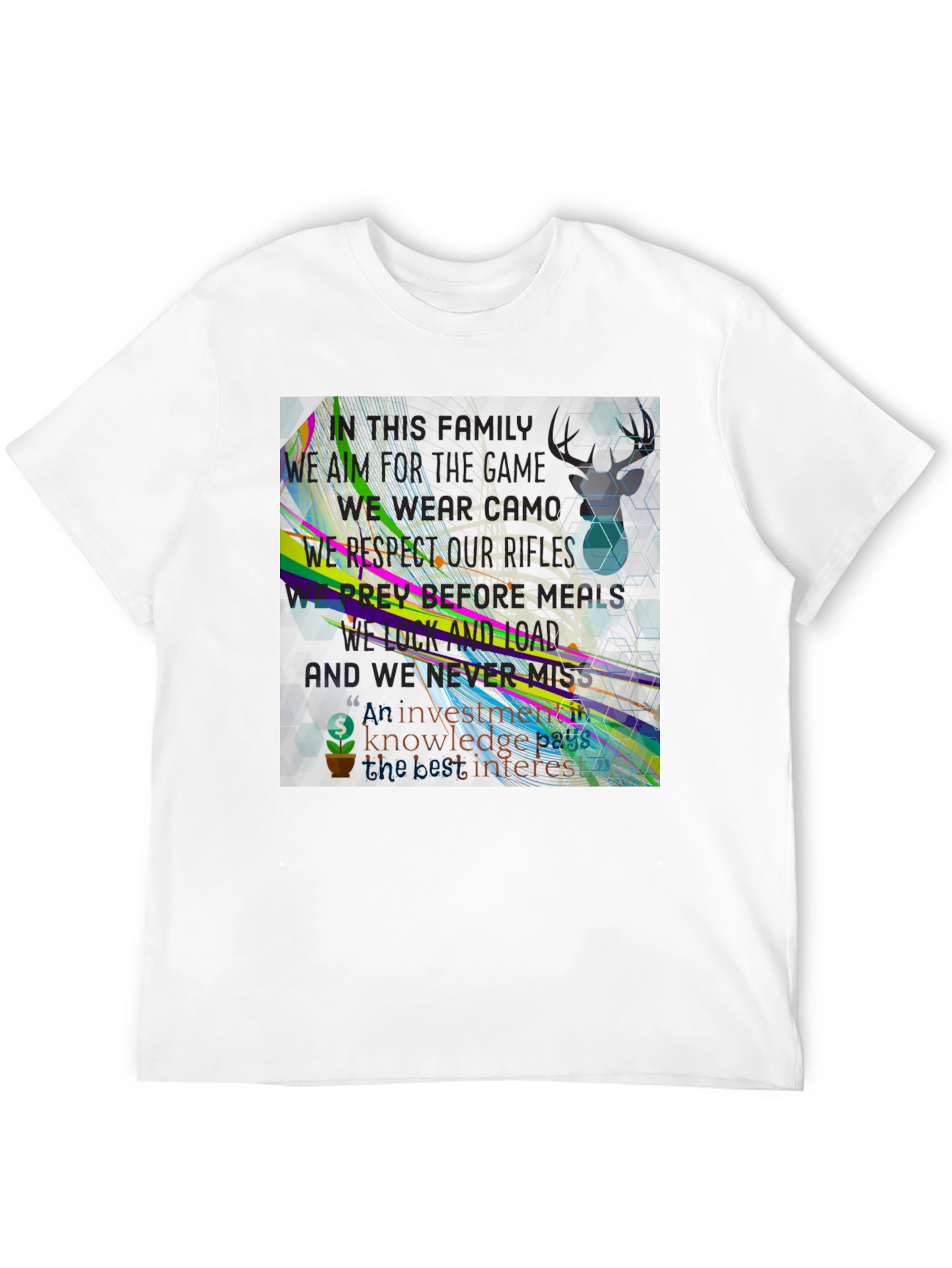 Abstract Geometric Graphic Print Black T-Shirt