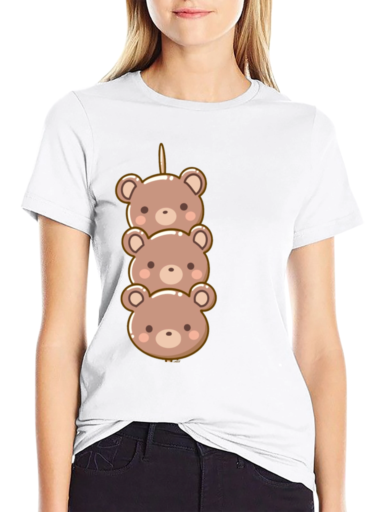Cute Bear Dango Graphic Tee - Black