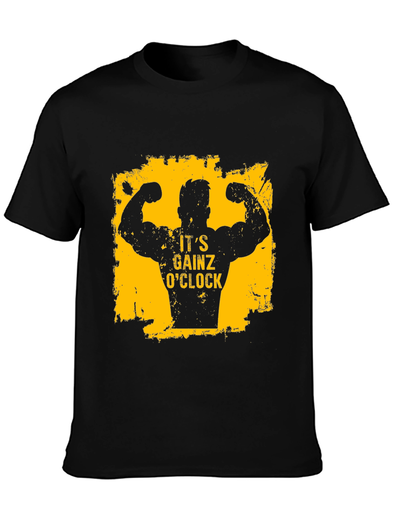 Its Gainz OClock Mens Black T-Shirt