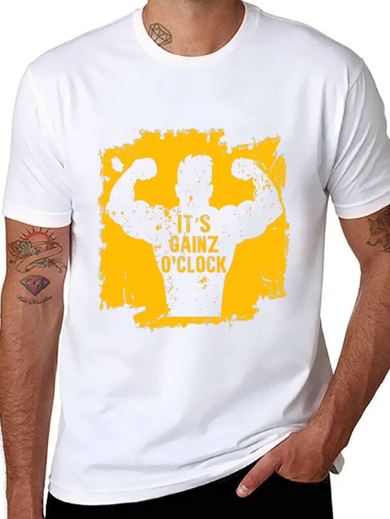Its Gainz OClock Mens Black T-Shirt