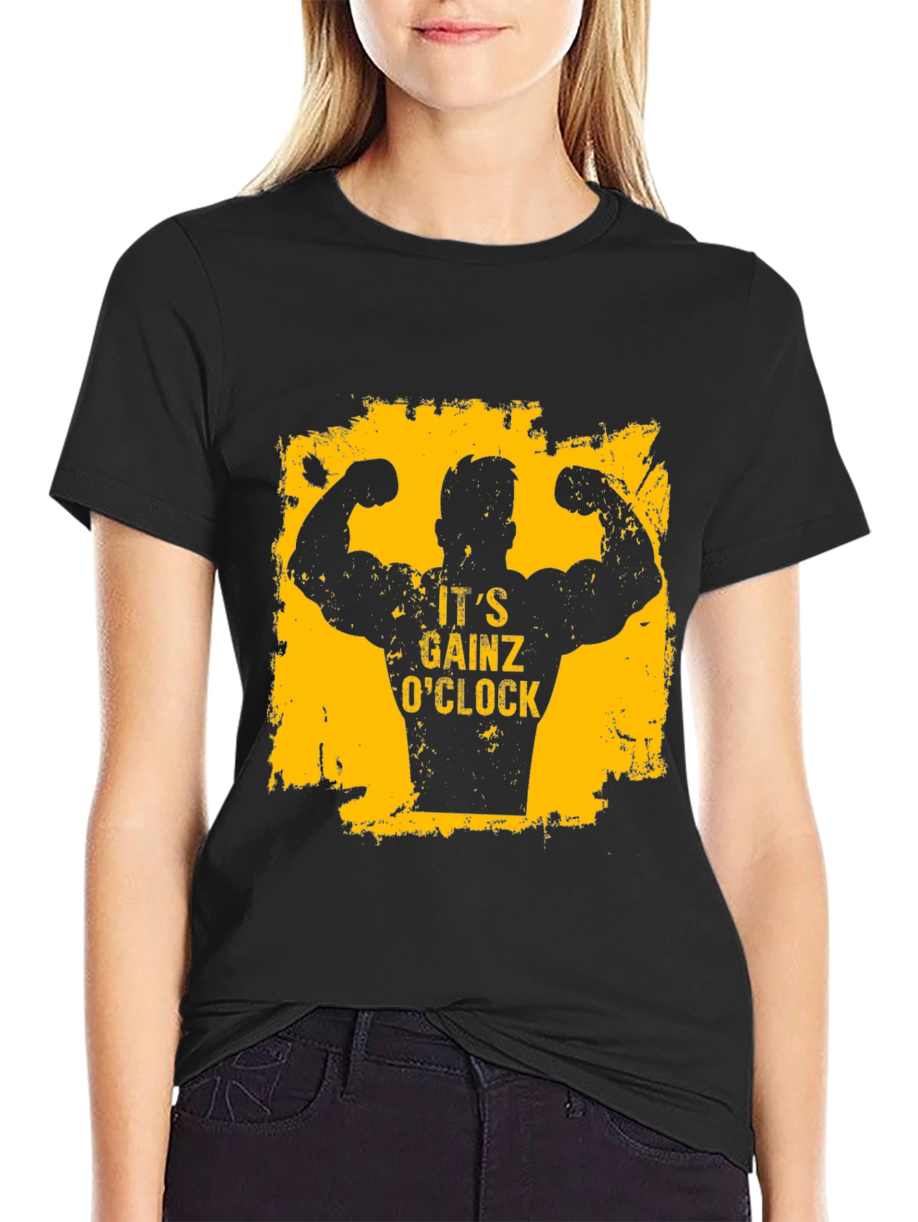 Its Gainz OClock Mens Black T-Shirt