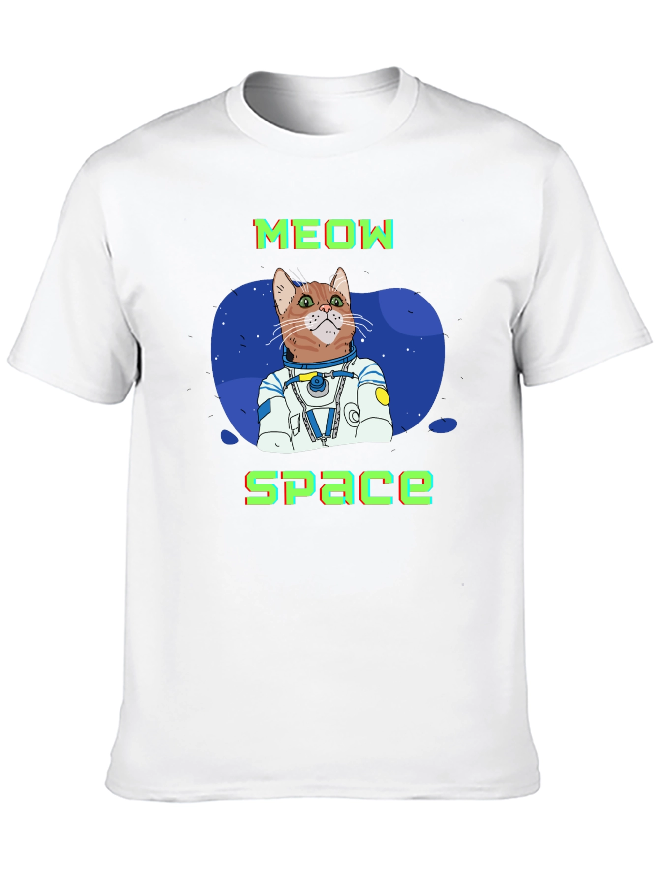 Meow Space Cat Astronaut T-Shirt - Black