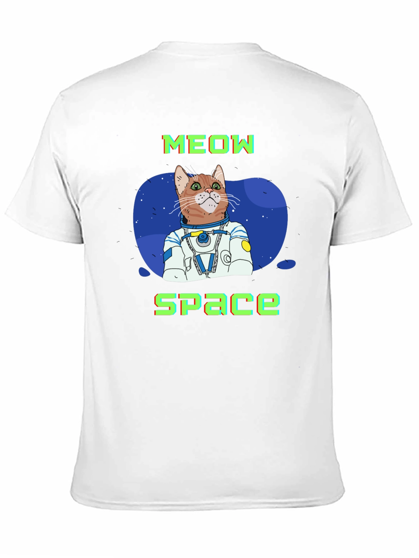Meow Space Cat Astronaut T-Shirt - Black
