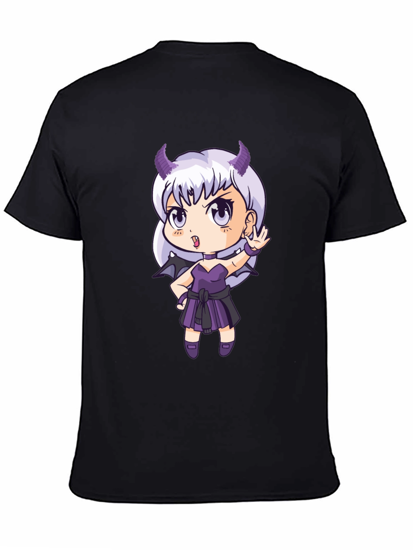 Anime Devil Girl T-Shirt - Black Cotton Tee