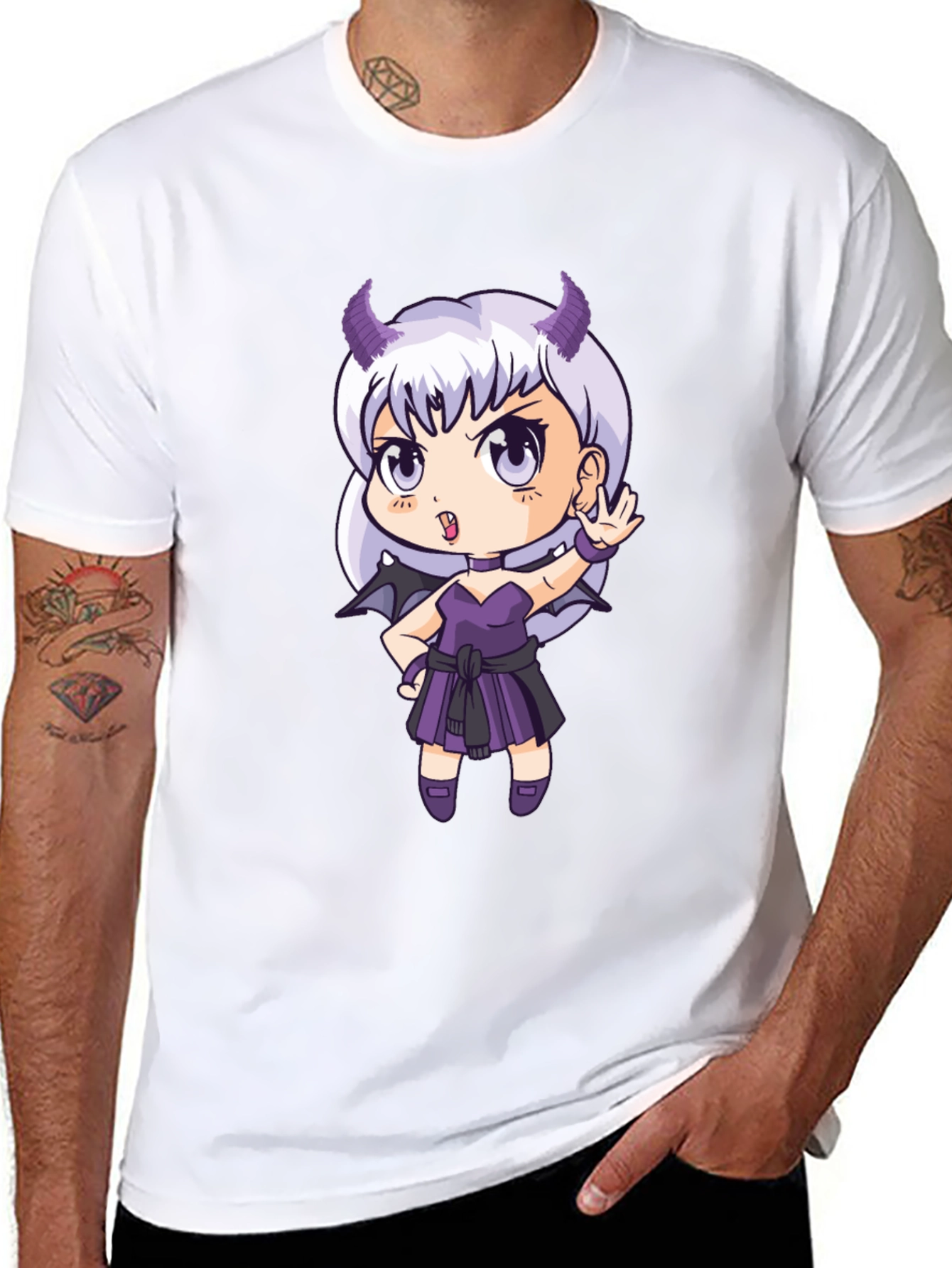 Anime Devil Girl T-Shirt - Black Cotton Tee