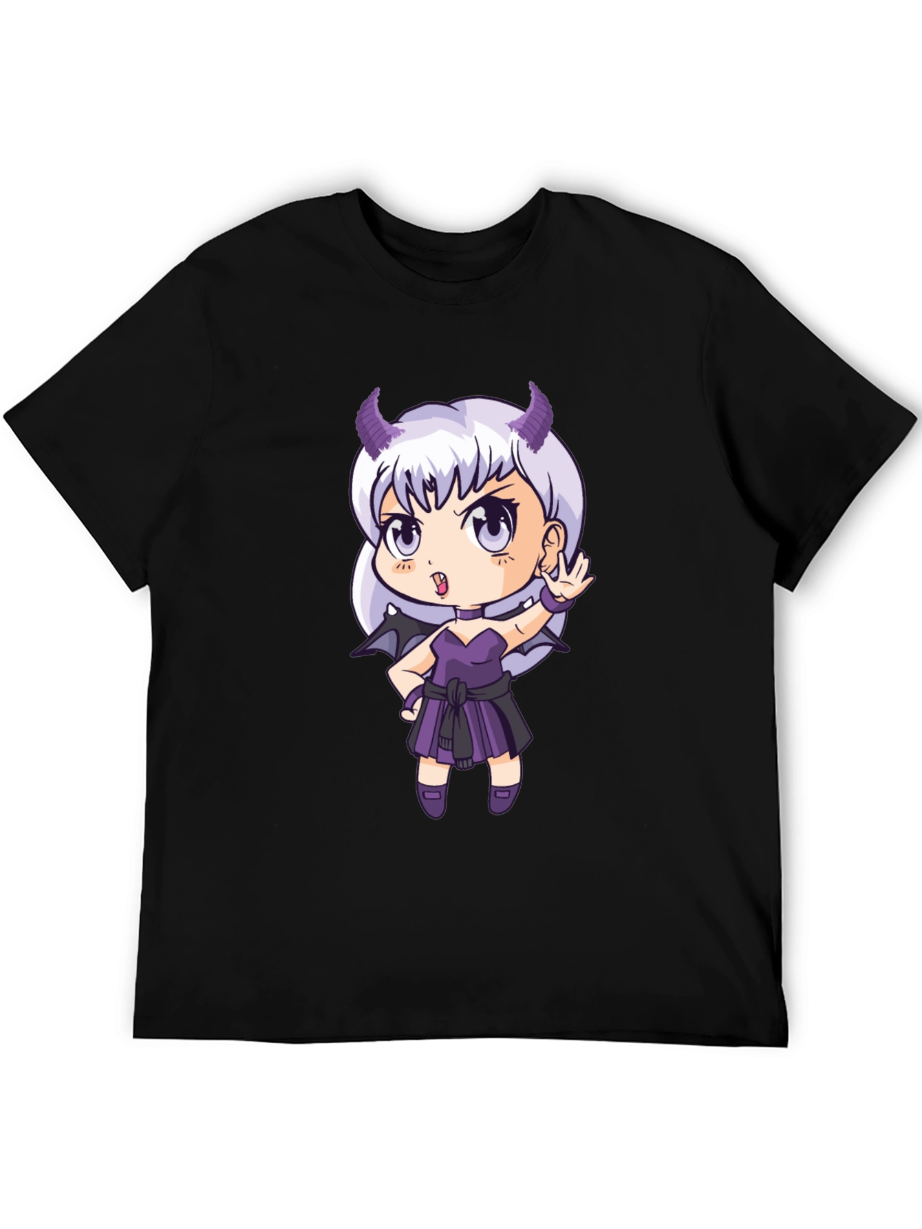 Anime Devil Girl T-Shirt - Black Cotton Tee