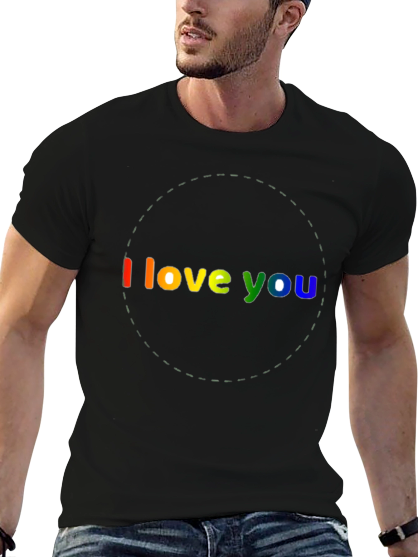 I Love You Rainbow Graphic Black T-Shirt