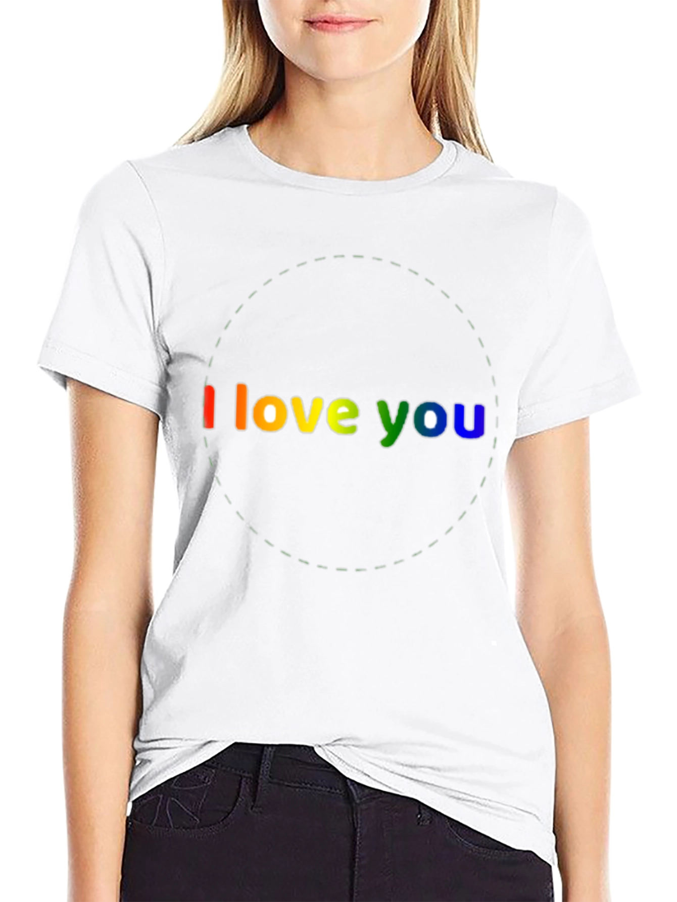 I Love You Rainbow Graphic Black T-Shirt