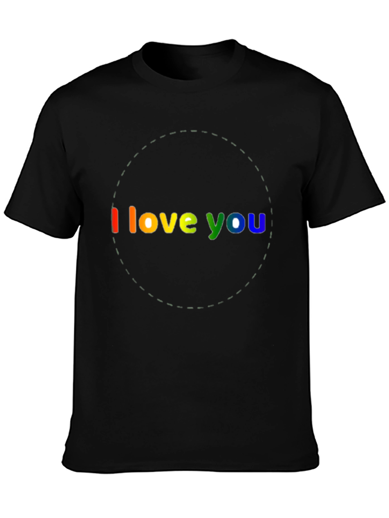 I Love You Rainbow Graphic Black T-Shirt