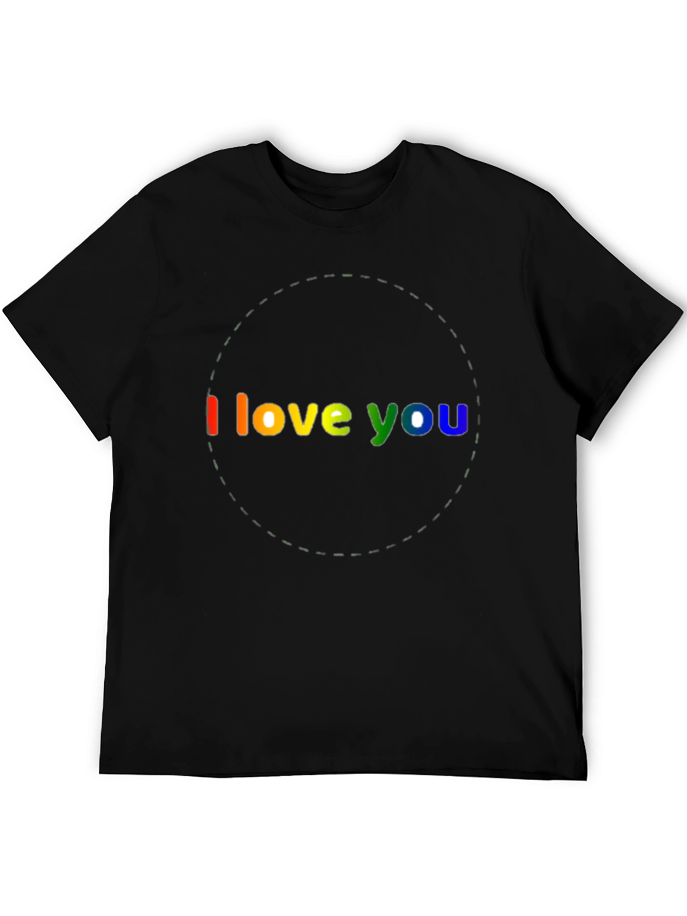 I Love You Rainbow Graphic Black T-Shirt