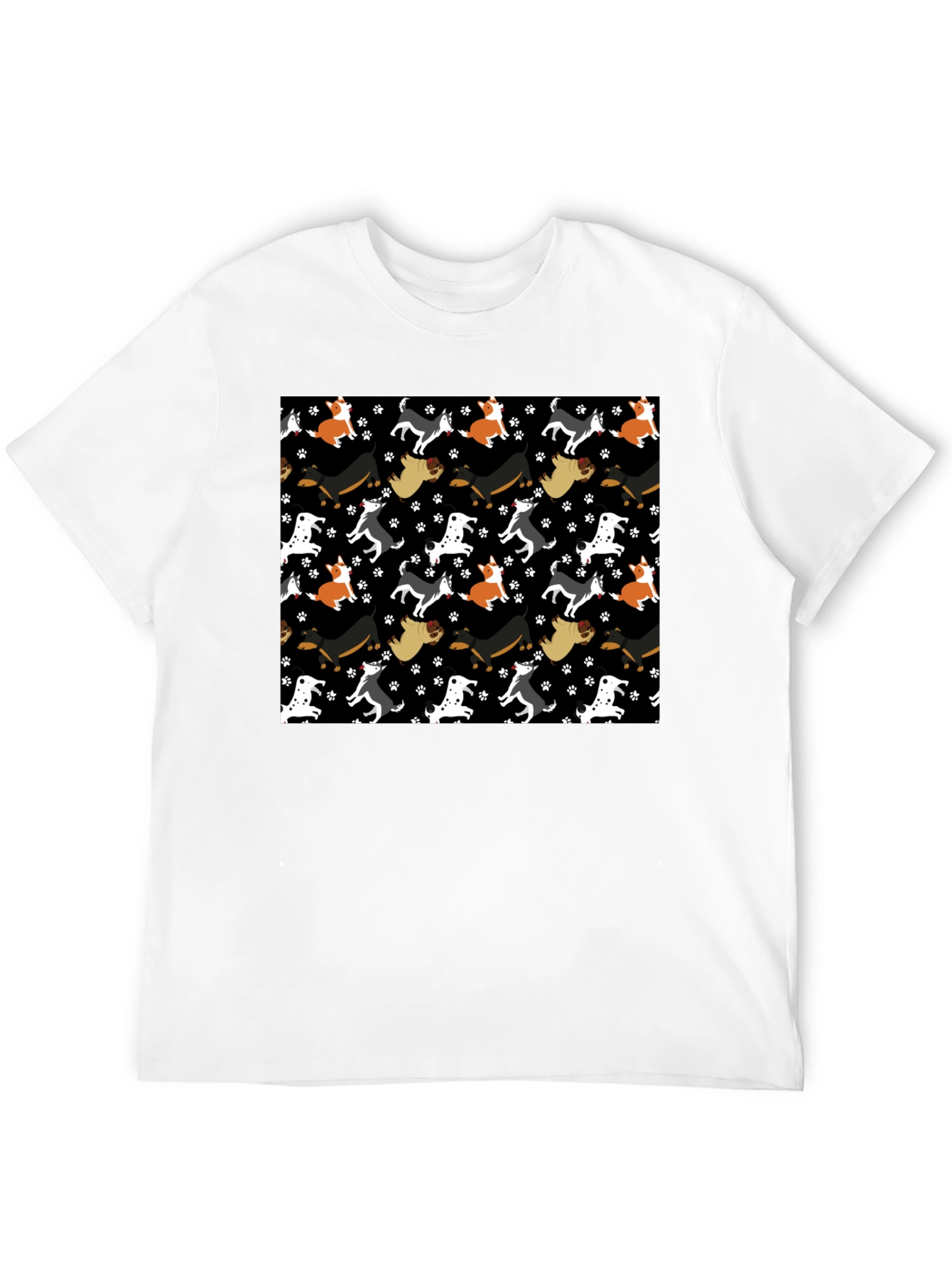 Dog Pattern Crew Neck T-Shirt