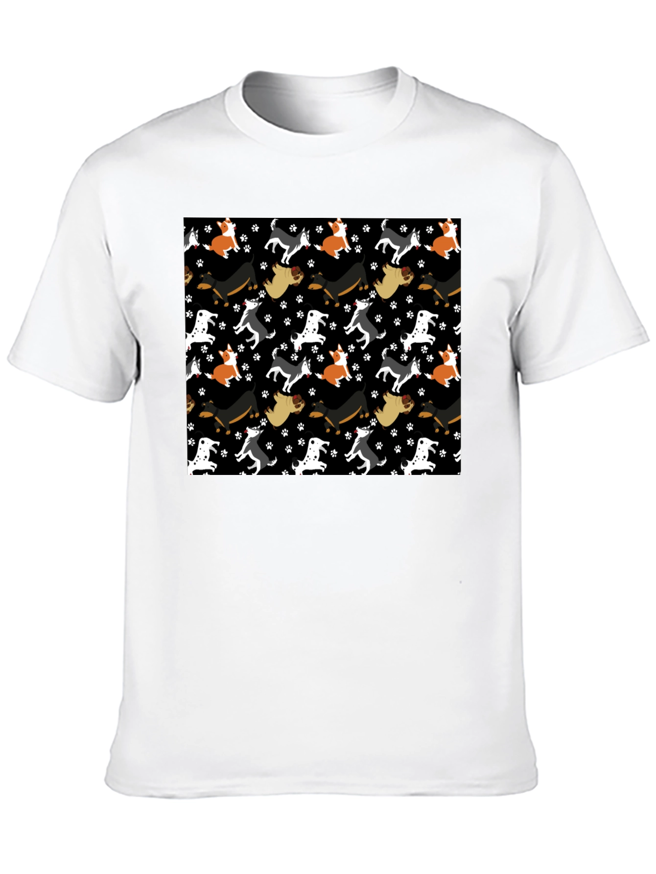 Dog Pattern Crew Neck T-Shirt