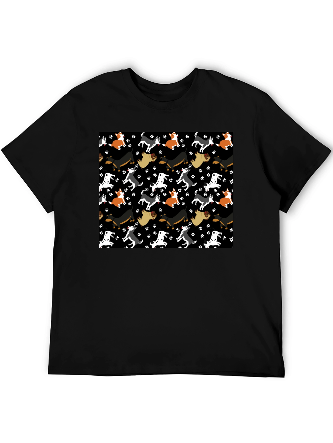 Dog Pattern Crew Neck T-Shirt