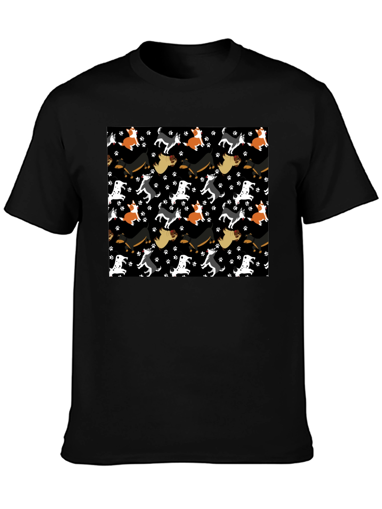 Dog Pattern Crew Neck T-Shirt