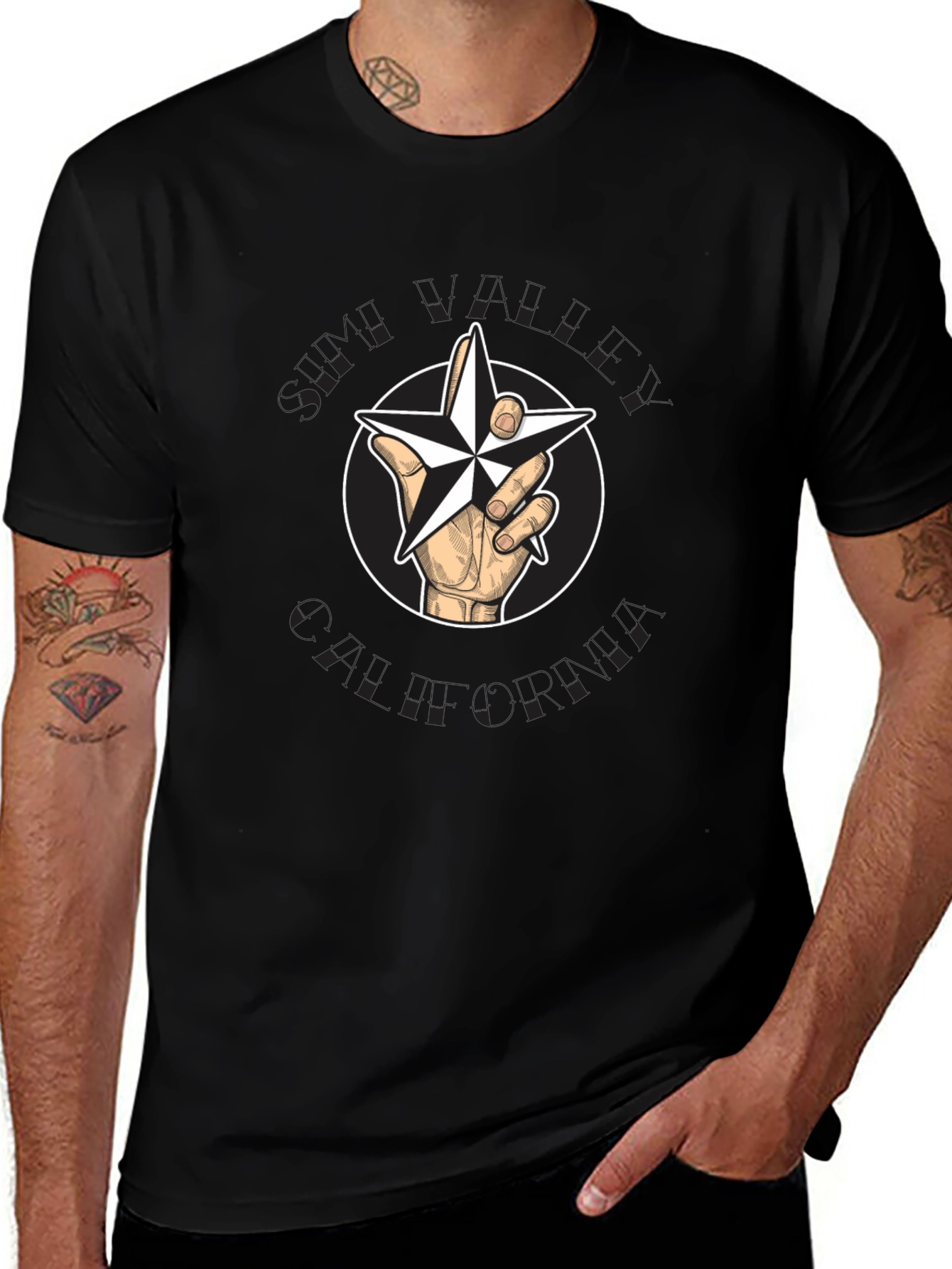 Star Hand Graphic T-Shirt - Black