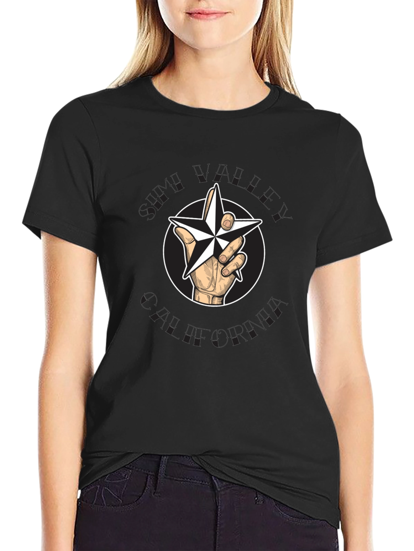 Star Hand Graphic T-Shirt - Black