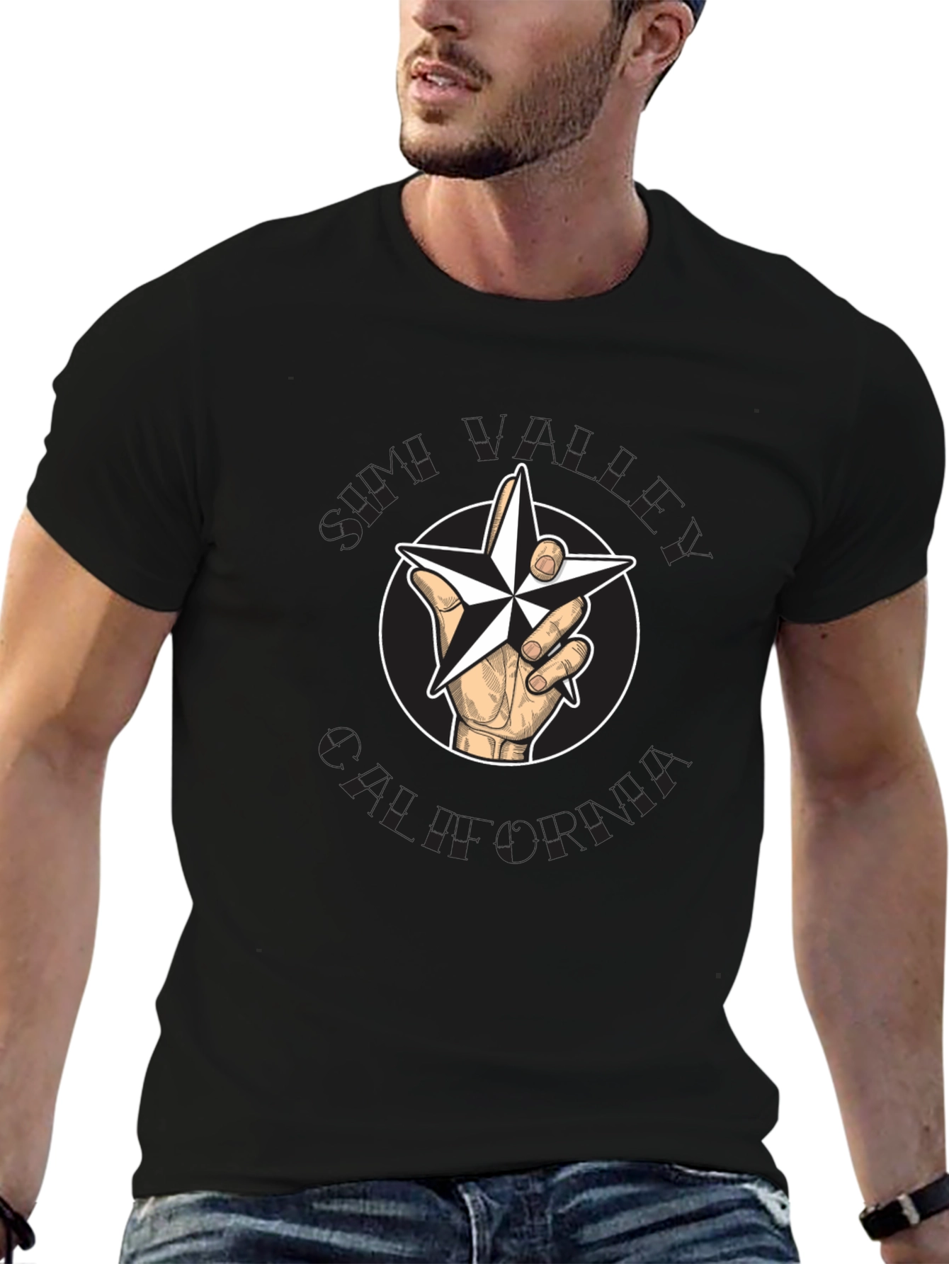 Star Hand Graphic T-Shirt - Black