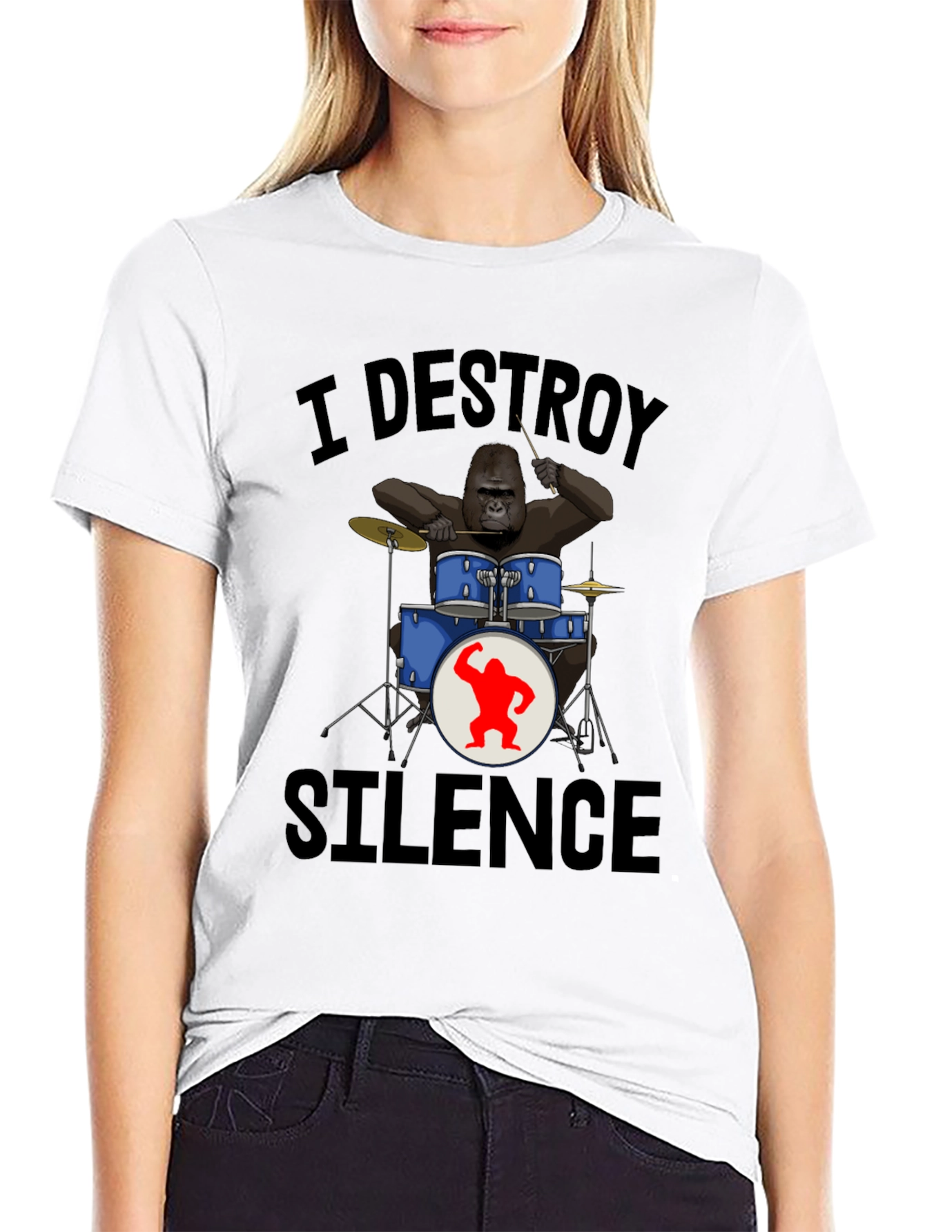 I Destroy Silence Gorilla Drummer T-Shirt
