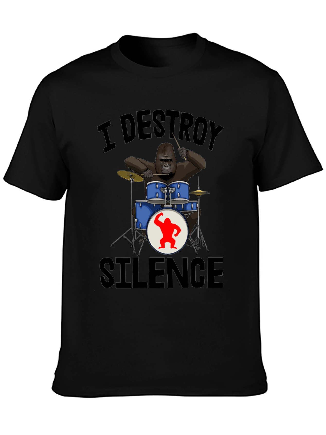 I Destroy Silence Gorilla Drummer T-Shirt