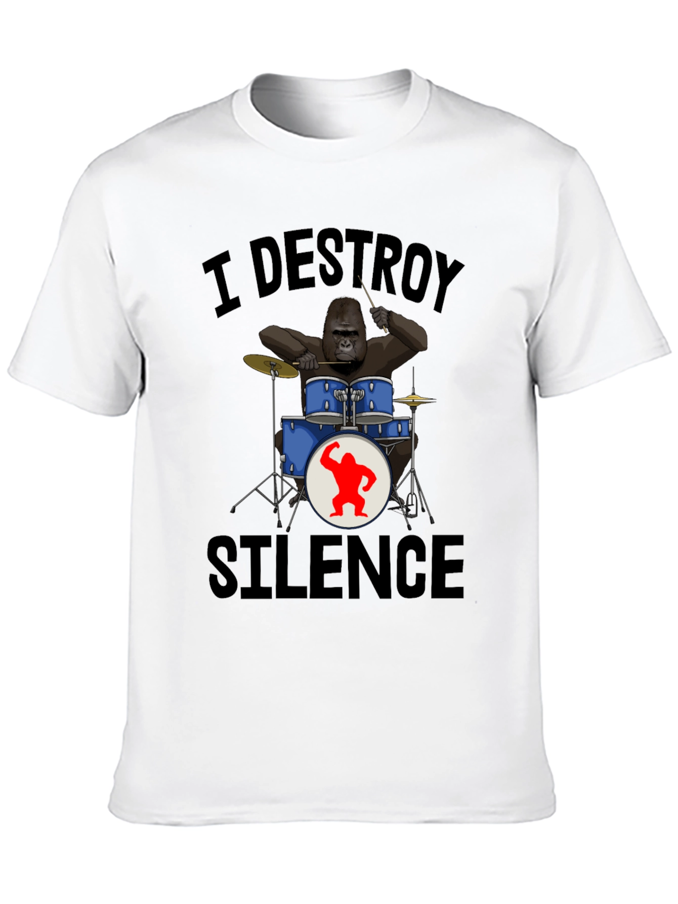 I Destroy Silence Gorilla Drummer T-Shirt