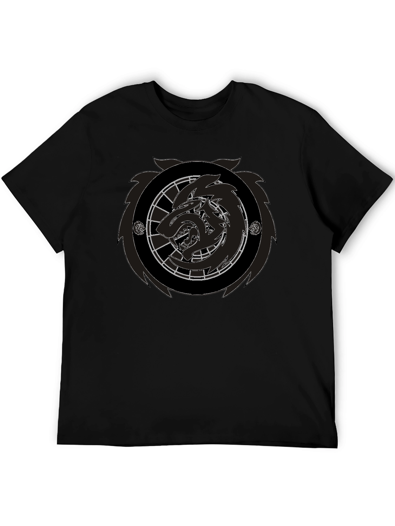 Black Wolf Emblem Graphic Tee - Mens Fashion