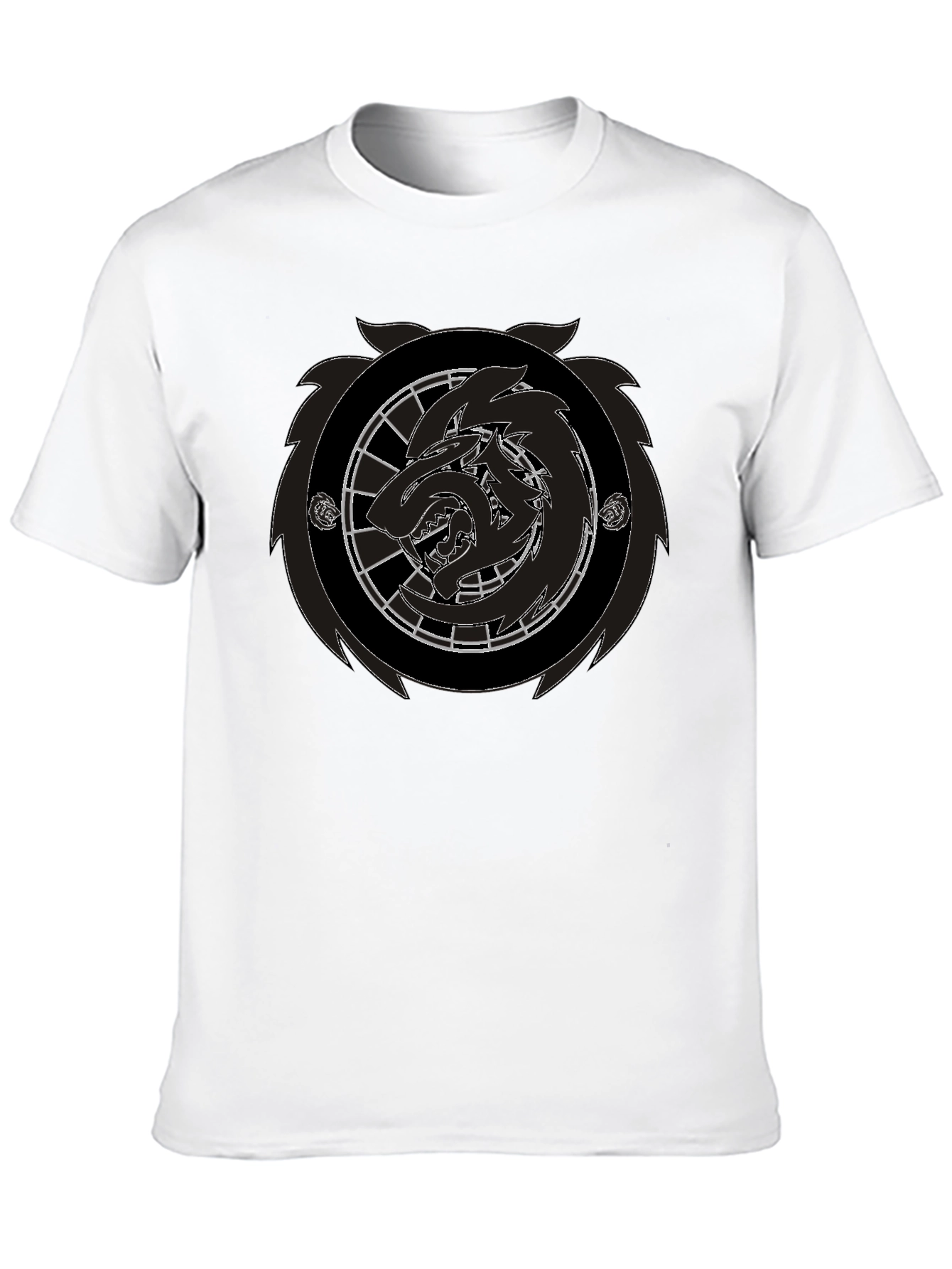 Black Wolf Emblem Graphic Tee - Mens Fashion