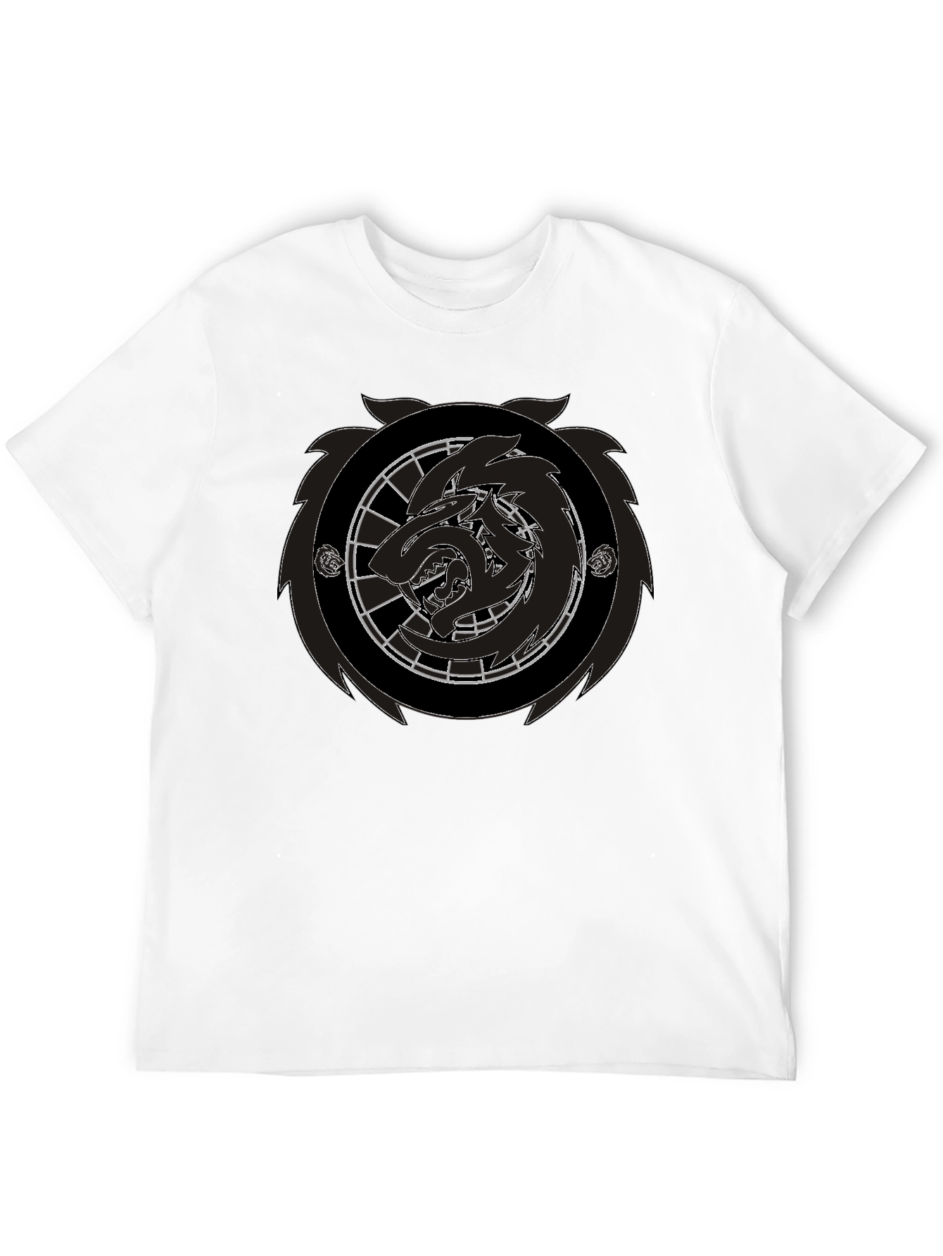 Black Wolf Emblem Graphic Tee - Mens Fashion