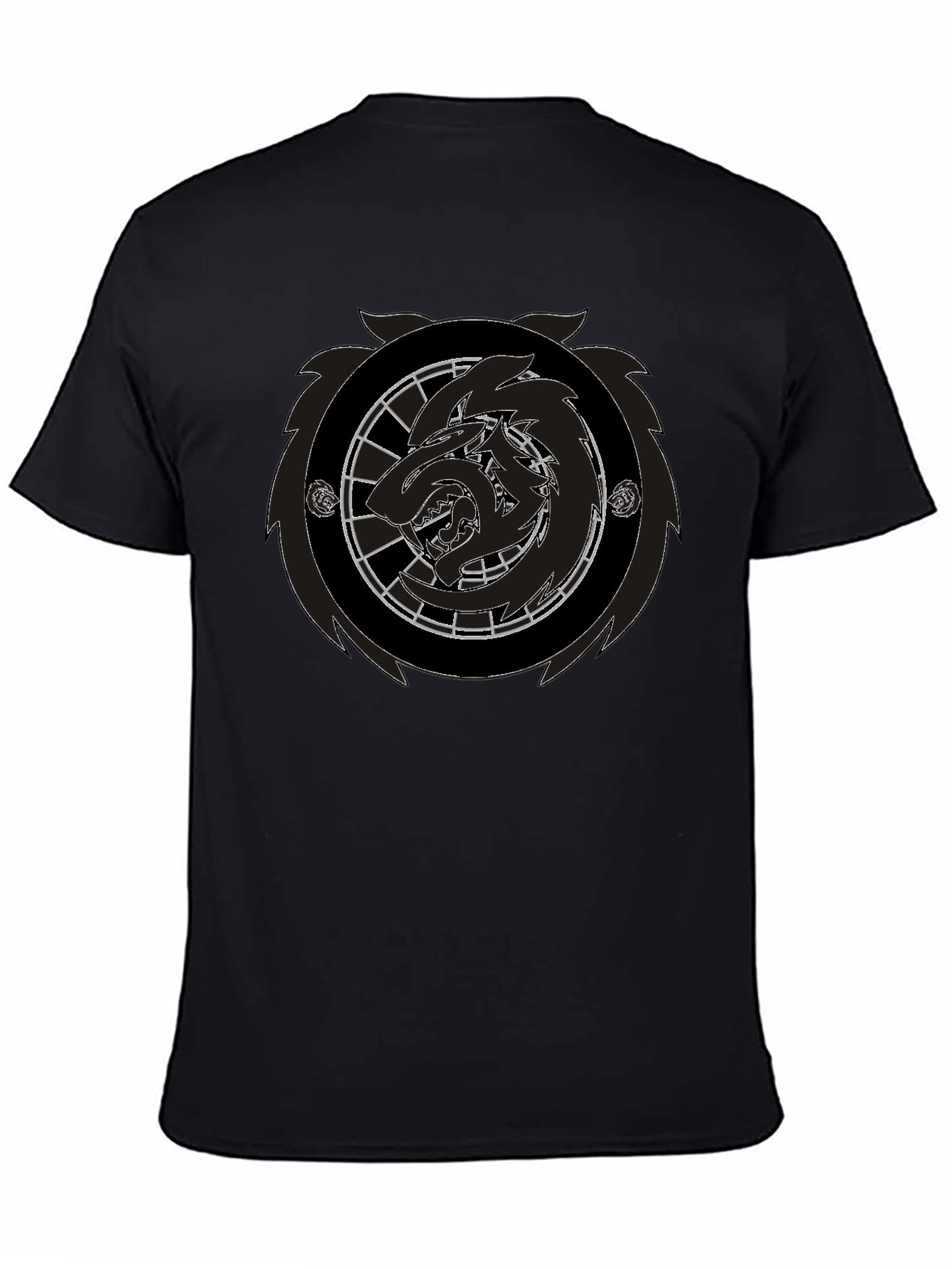 Black Wolf Emblem Graphic Tee - Mens Fashion