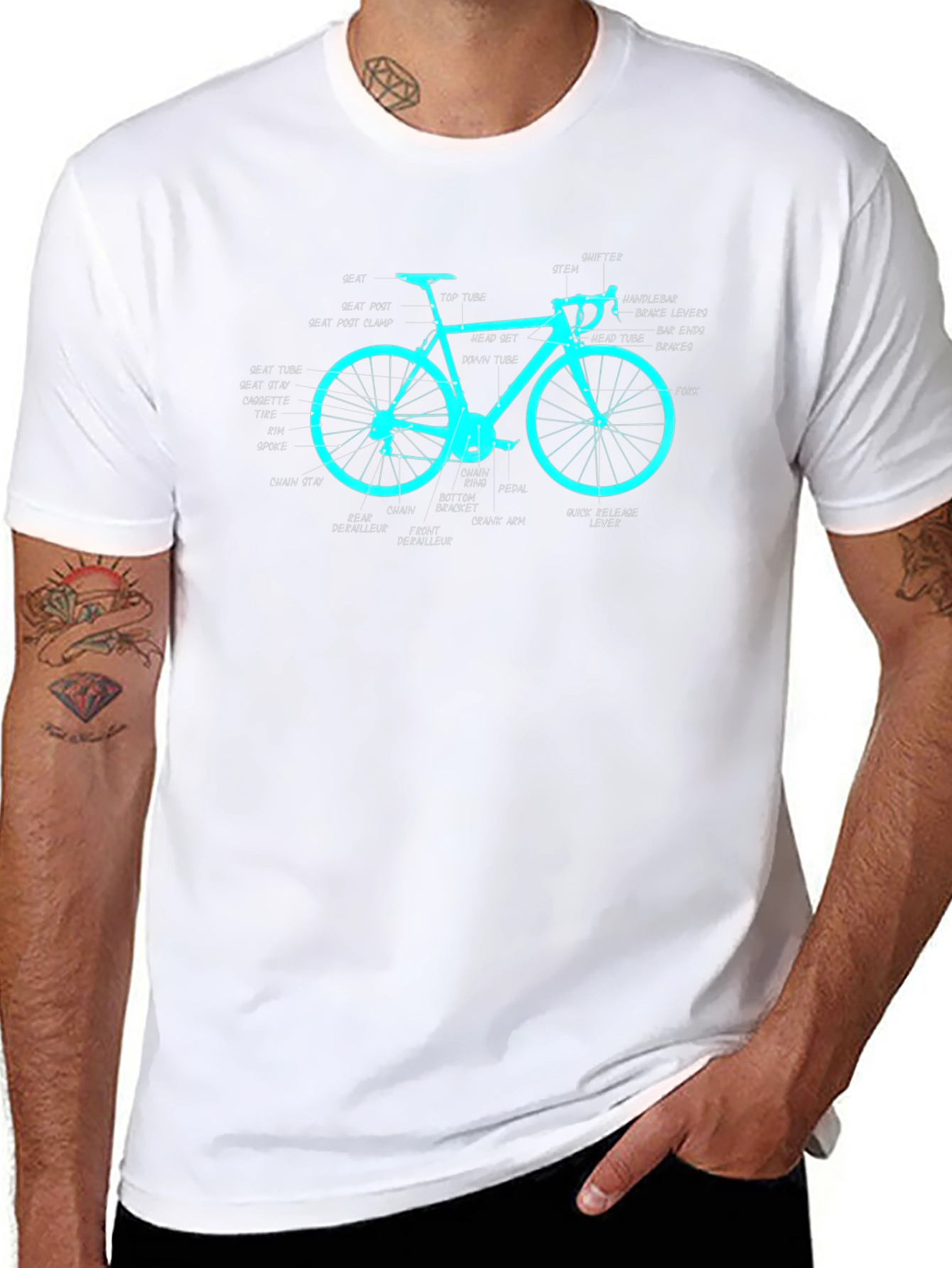 Anatomical Bicycle T-Shirt - Cycling Diagram Tee