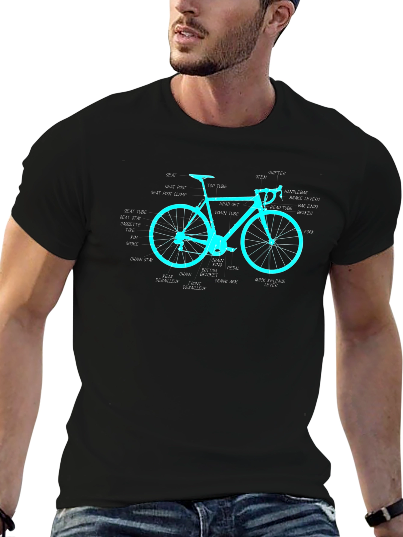 Anatomical Bicycle T-Shirt - Cycling Diagram Tee