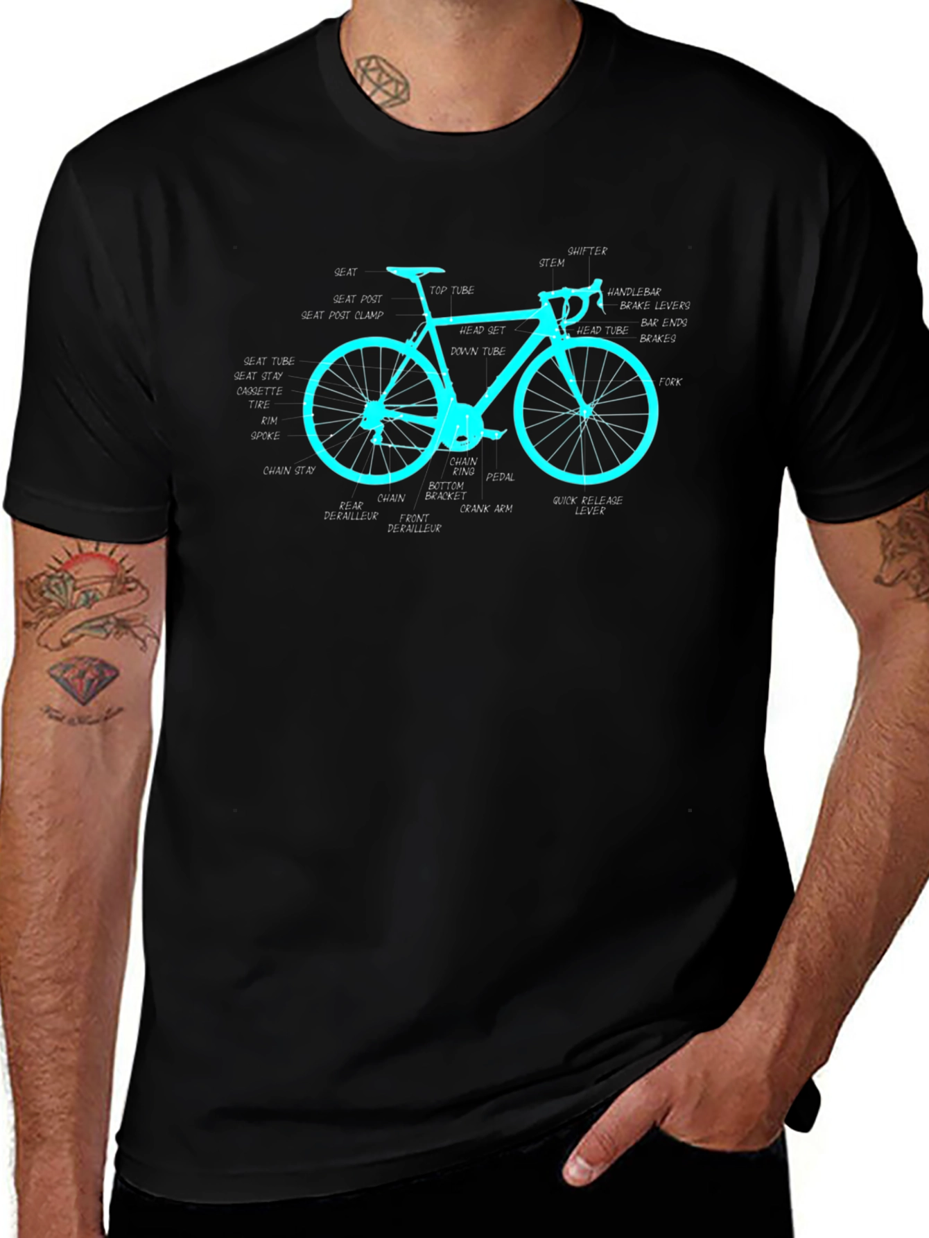 Anatomical Bicycle T-Shirt - Cycling Diagram Tee