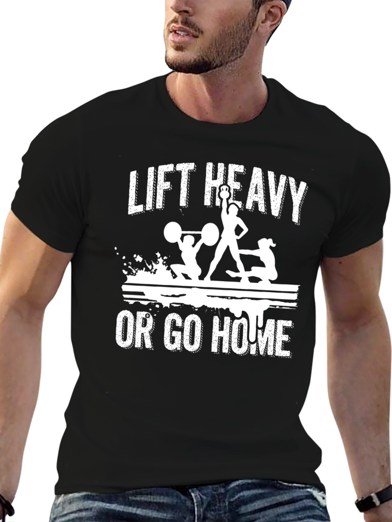 Lift Heavy or Go Home Black Graphic Tee
