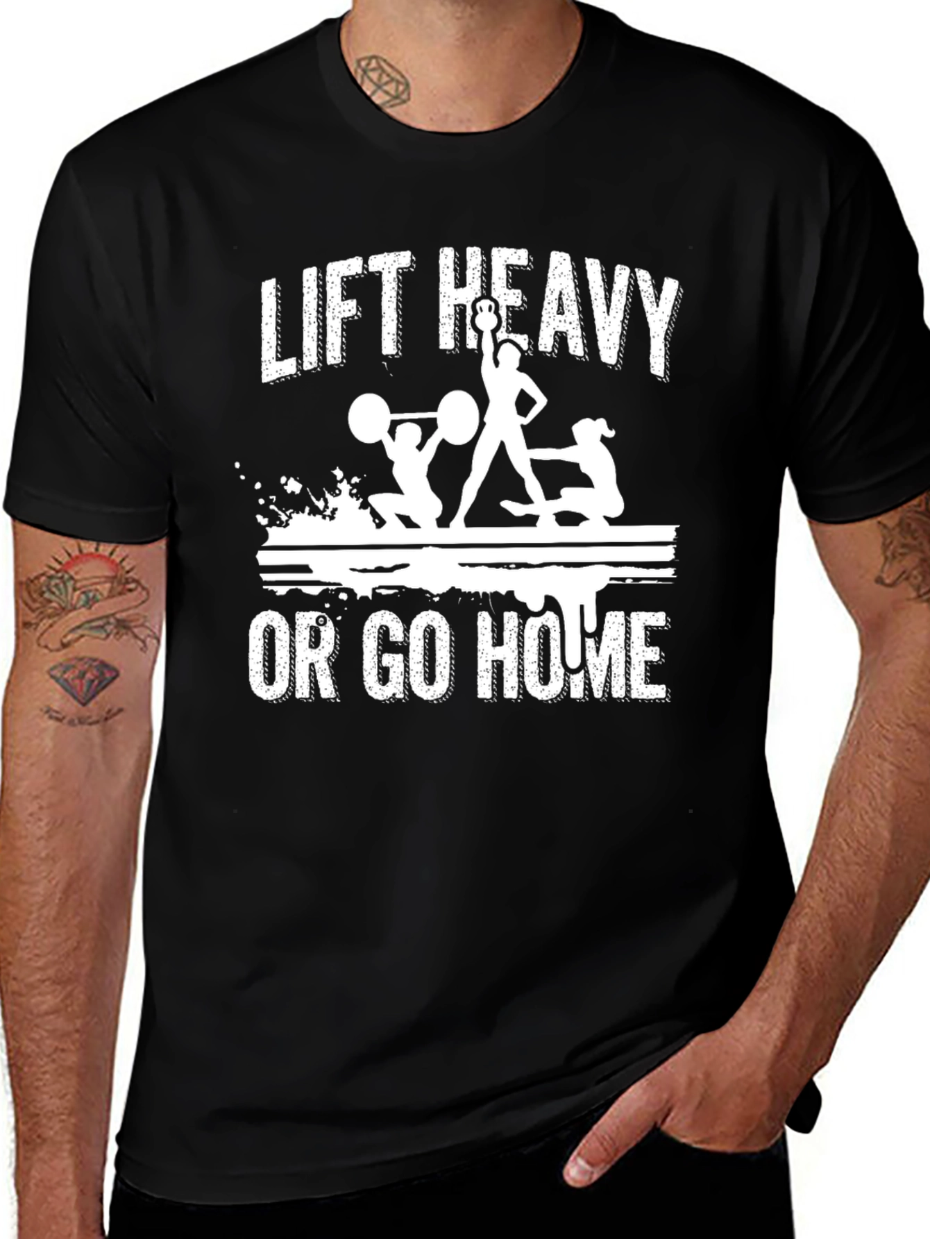 Lift Heavy or Go Home Black Graphic Tee