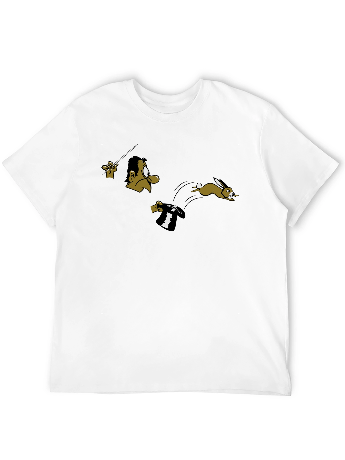 Magician & Rabbit Graphic Tee - Black Cotton T-Shirt
