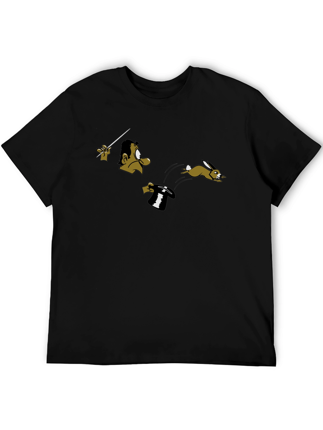 Magician & Rabbit Graphic Tee - Black Cotton T-Shirt