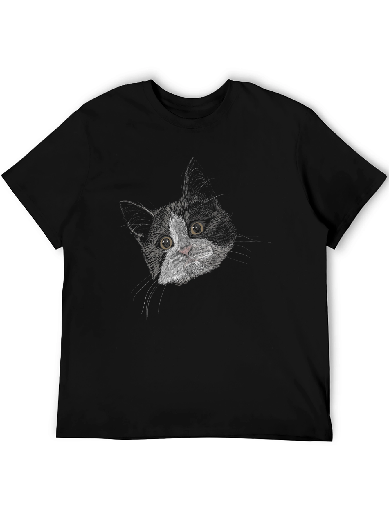Black Cat Portrait Graphic T-Shirt