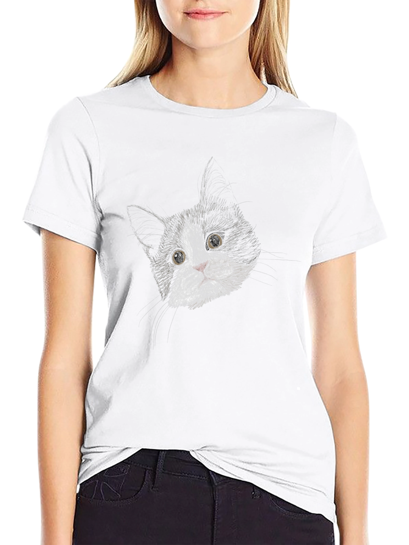 Black Cat Portrait Graphic T-Shirt