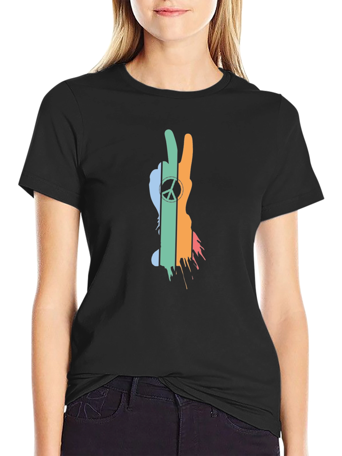 Peace Sign T-Shirt - Retro Style Black Tee