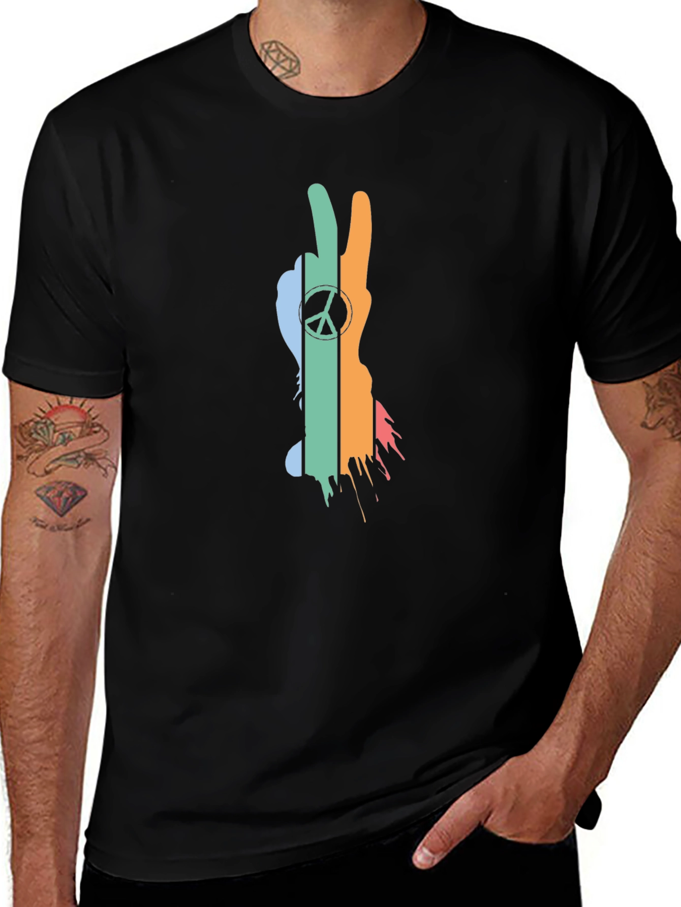 Peace Sign T-Shirt - Retro Style Black Tee