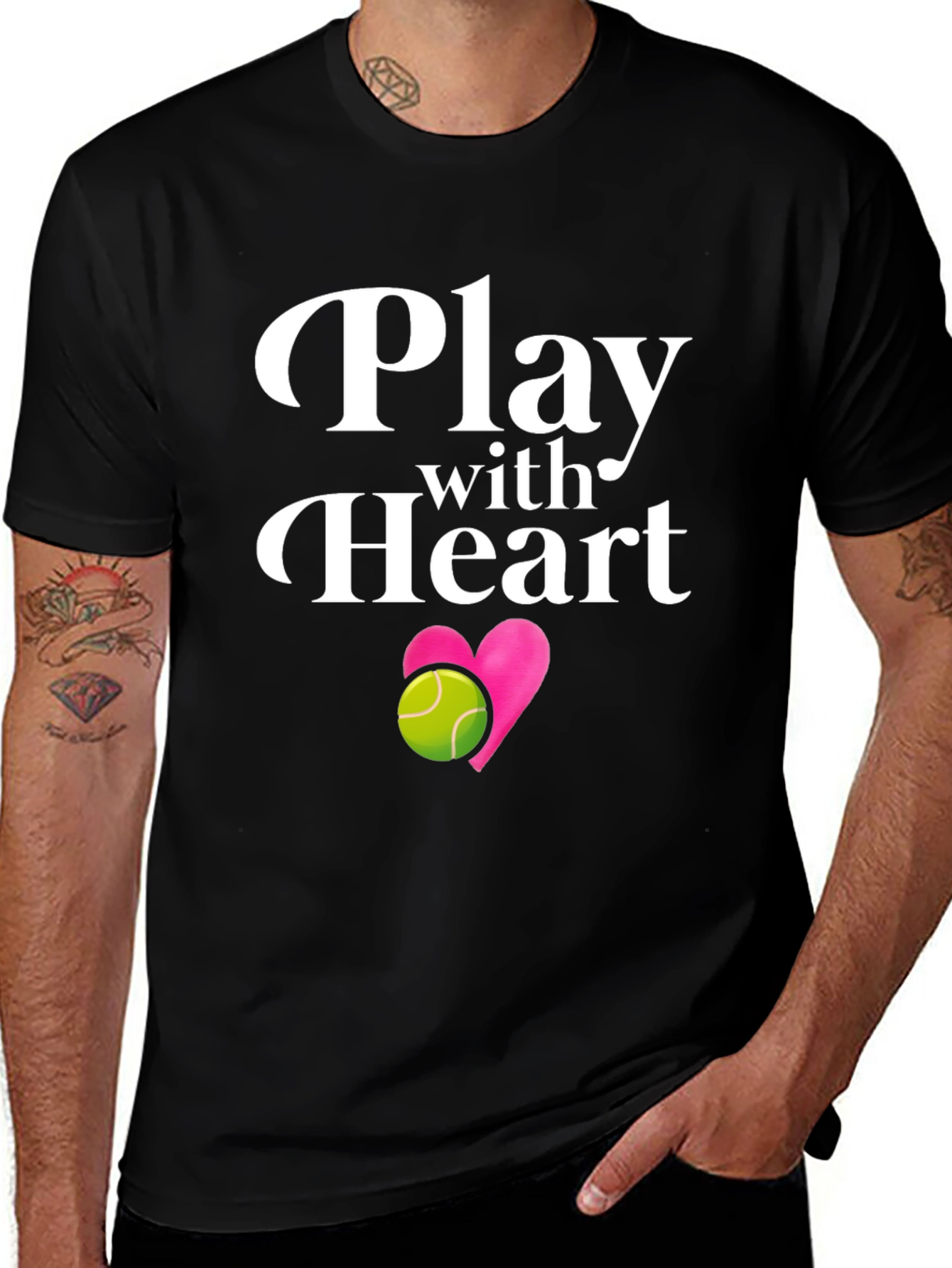 Play with Heart Black Graphic Tee