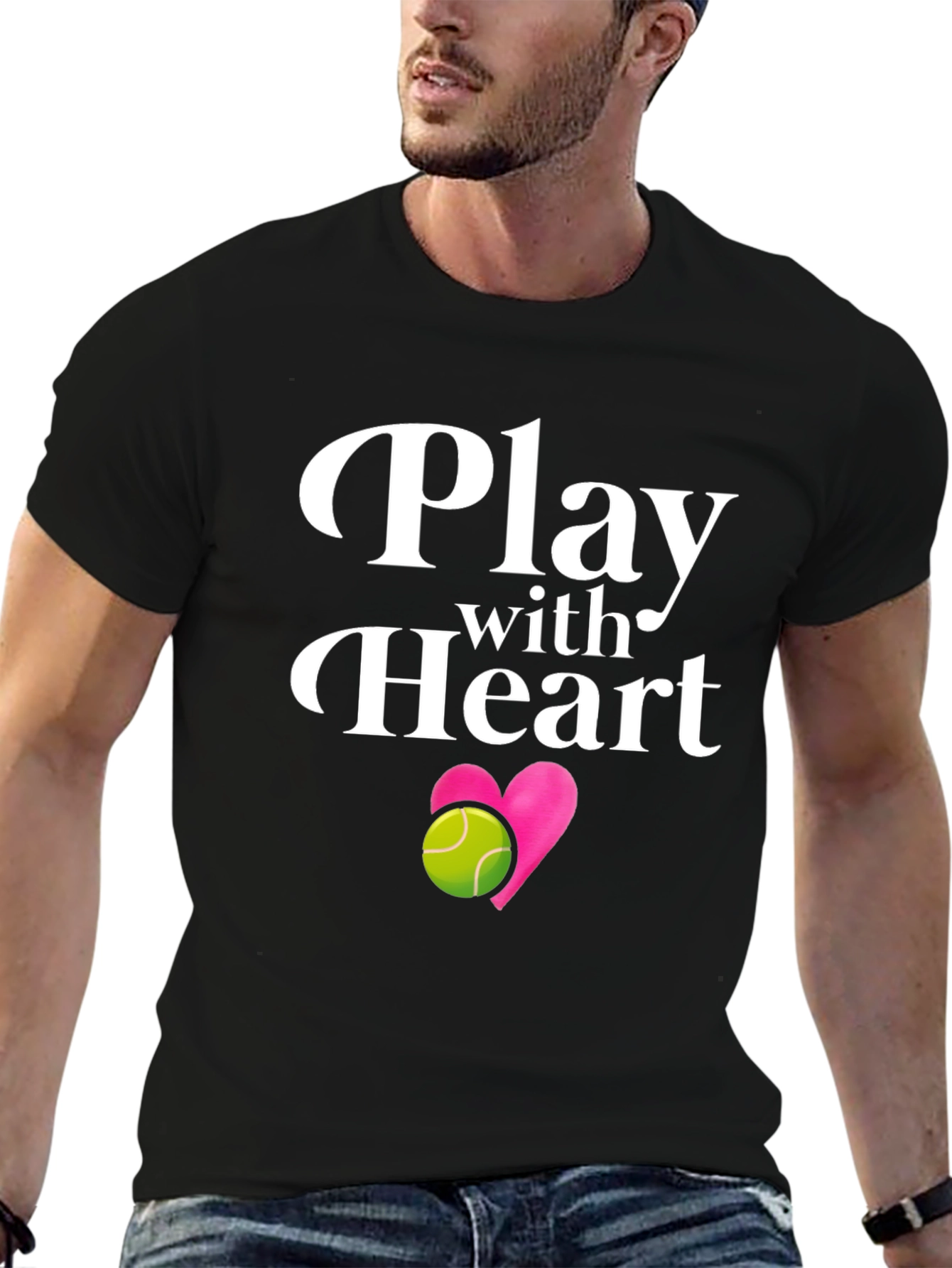 Play with Heart Black Graphic Tee